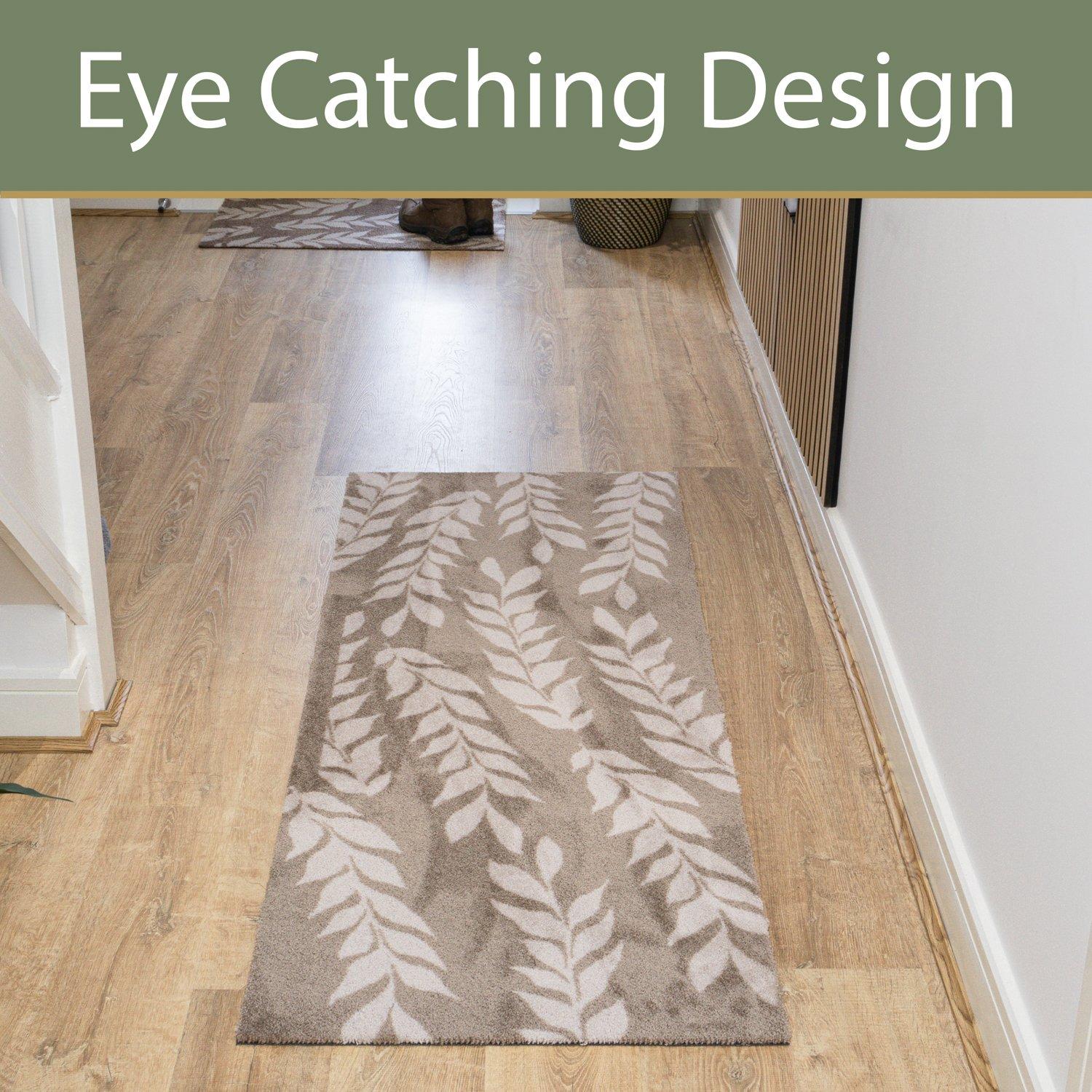 Brown - JVL - Mega Mat Entrance Runner Leaves 57x150cm - 4