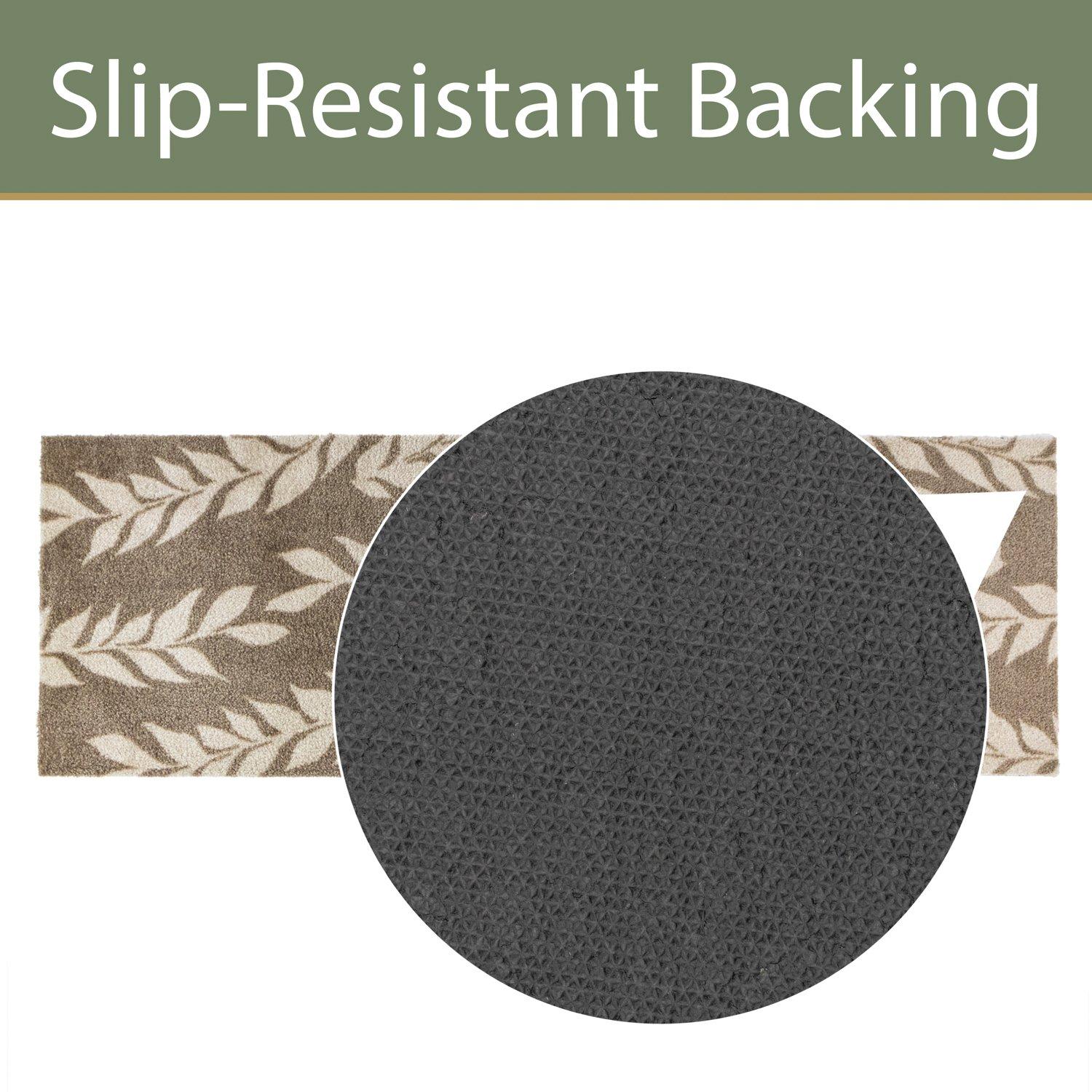 Brown - JVL - Mega Mat Entrance Runner Leaves 57x150cm - 7