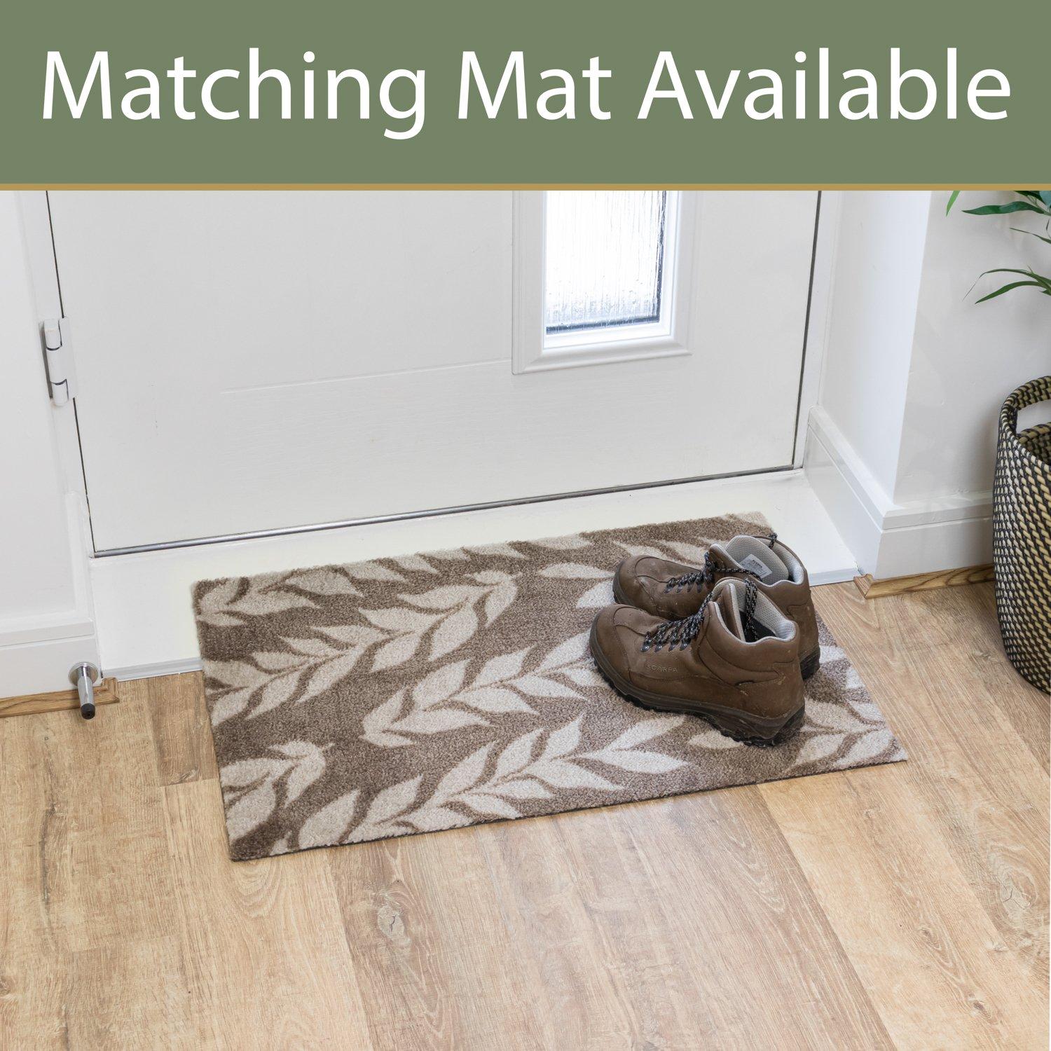 Brown - JVL - Mega Mat Entrance Runner Leaves 57x150cm - 8