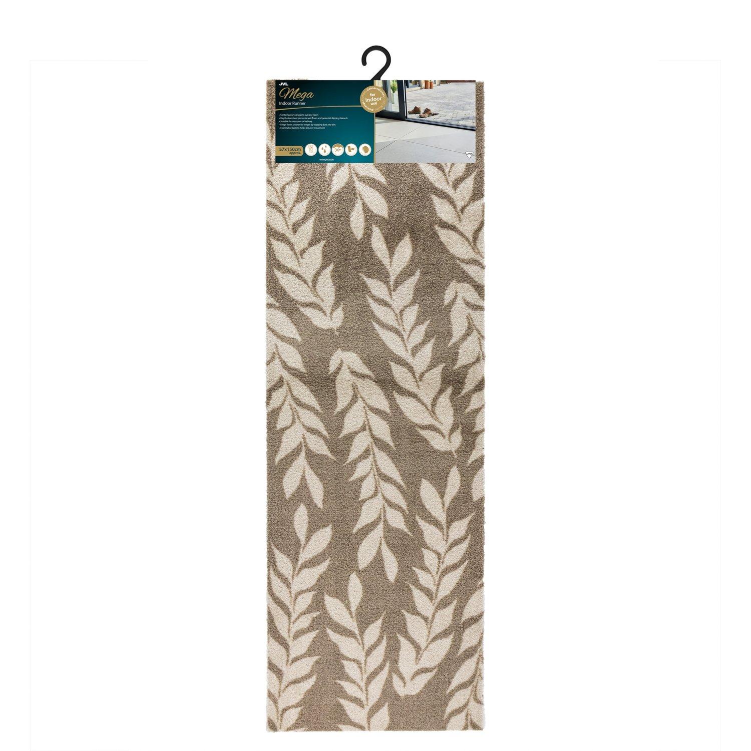 Brown - JVL - Mega Mat Entrance Runner Leaves 57x150cm - 10