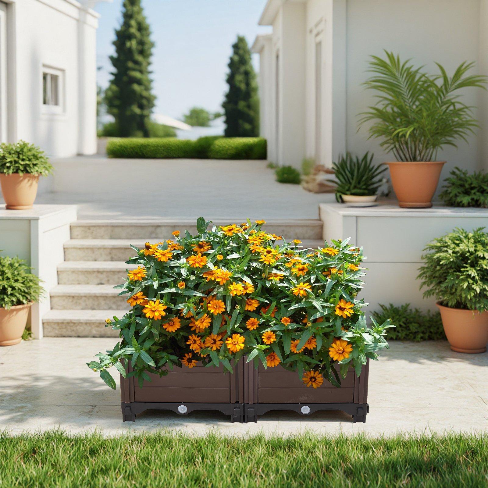 Brown - LIFE IDEAS - Brown Grid Double-Row Vegetable Planter - 2