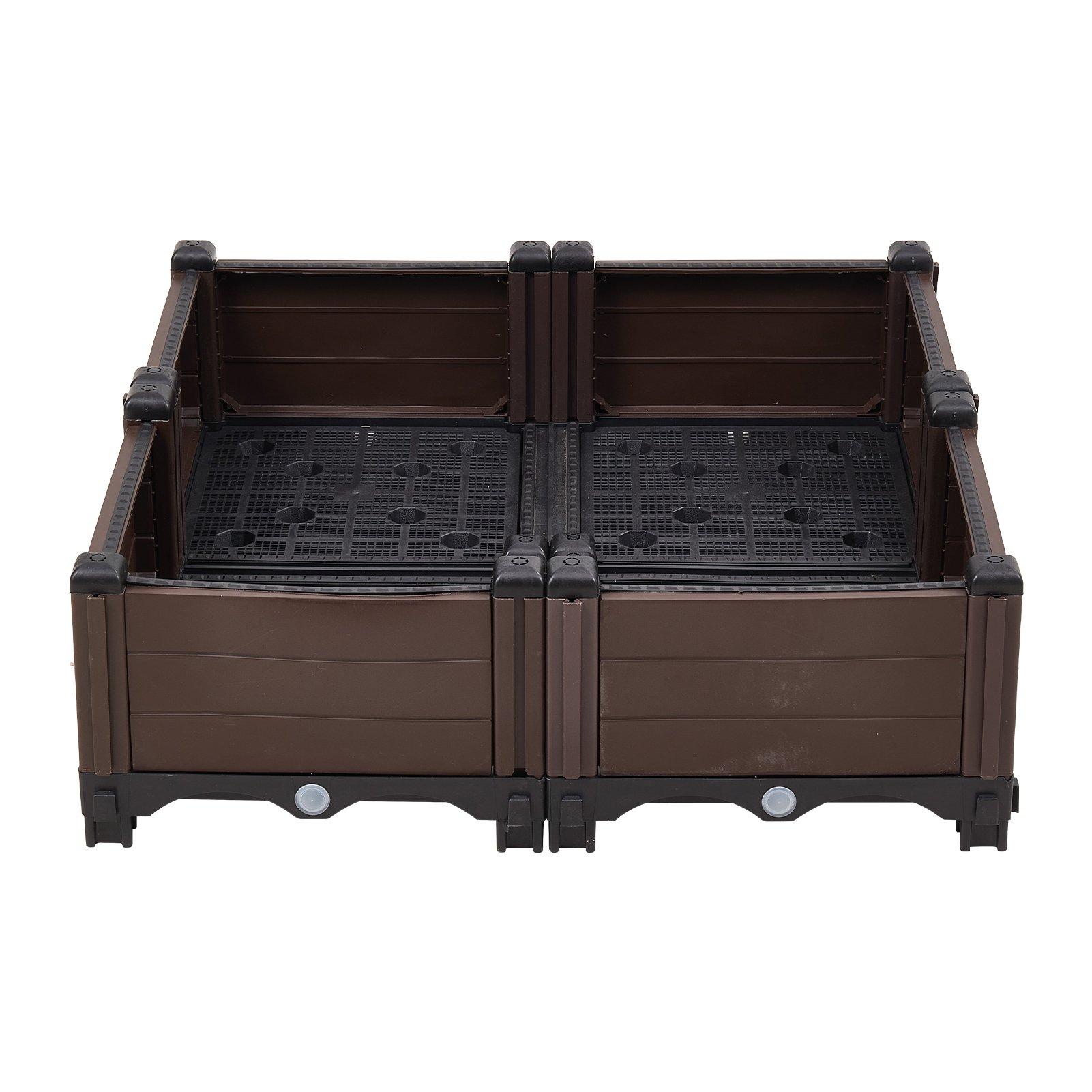 Brown - LIFE IDEAS - Brown Grid Double-Row Vegetable Planter - 3