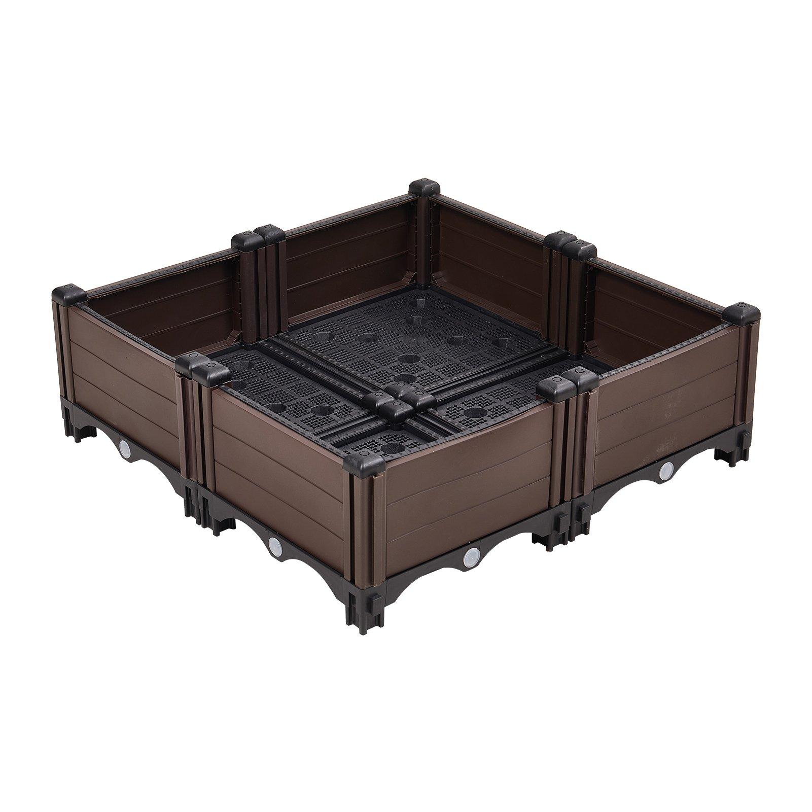 Brown - LIFE IDEAS - Brown Grid Double-Row Vegetable Planter - 4