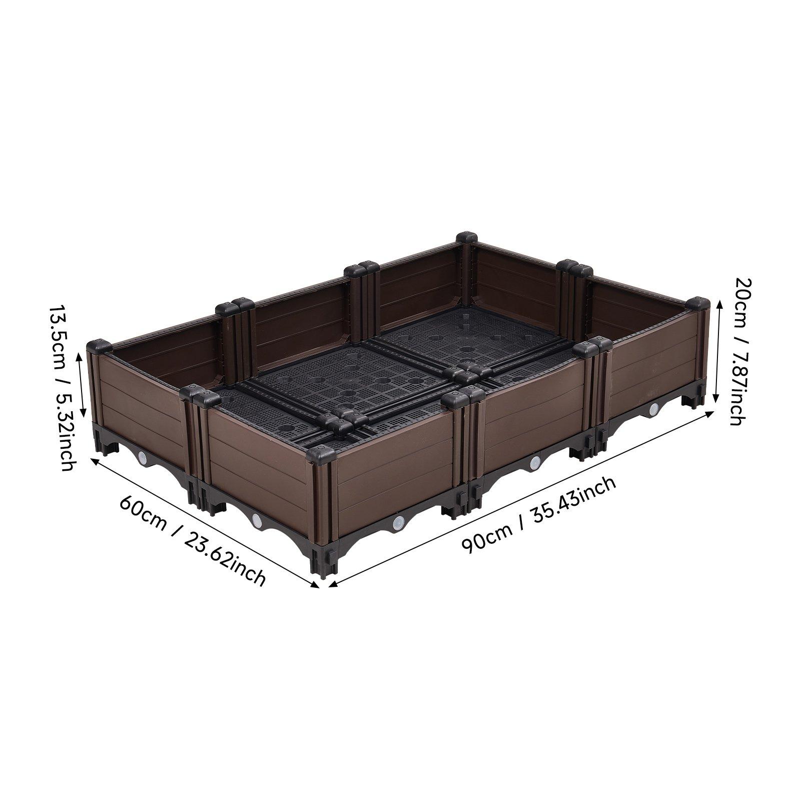 Brown - LIFE IDEAS - Brown Grid Double-Row Vegetable Planter - 9