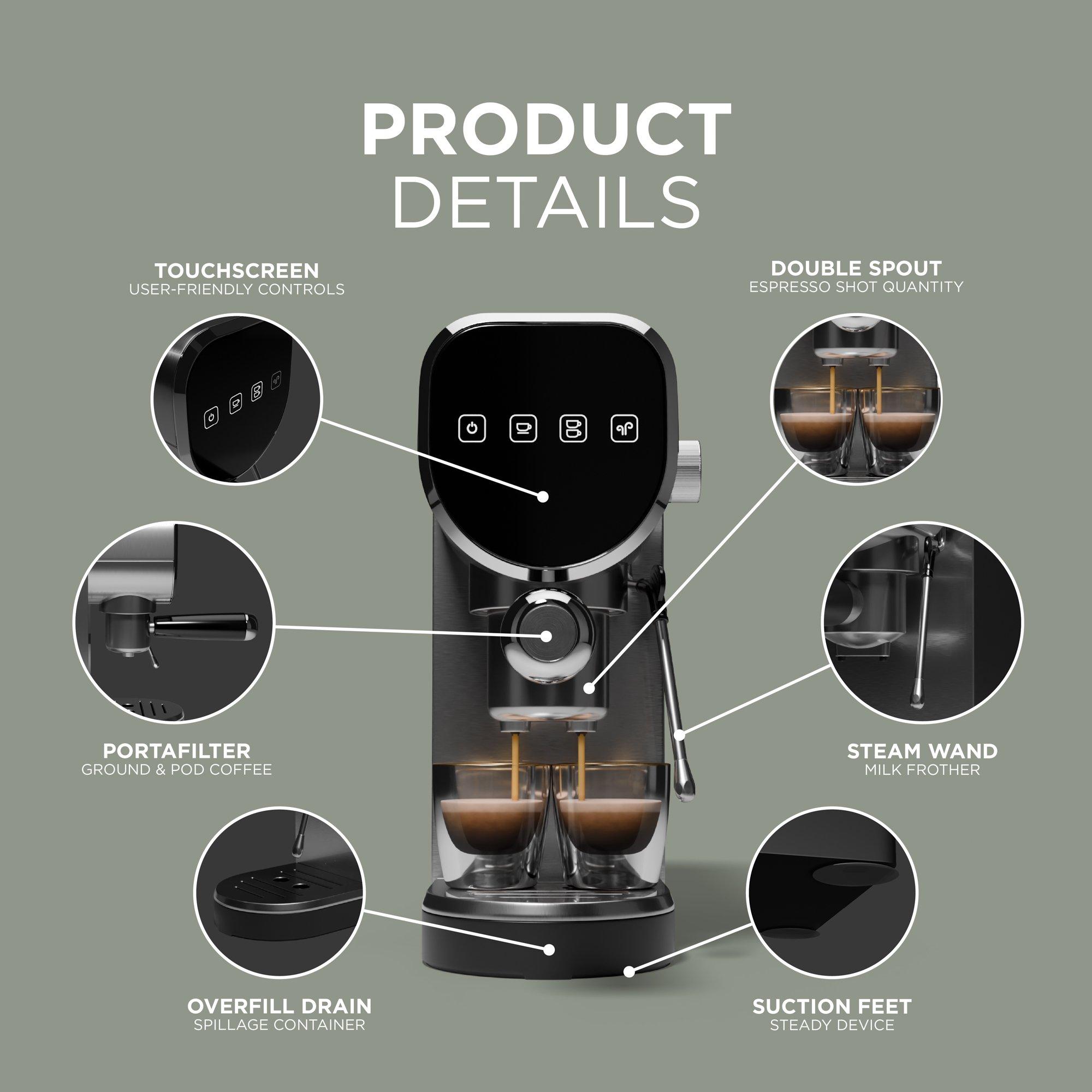 Black/Silver - DMD Collective - Espresso Coffee Machine - Capsule Compatible - 6