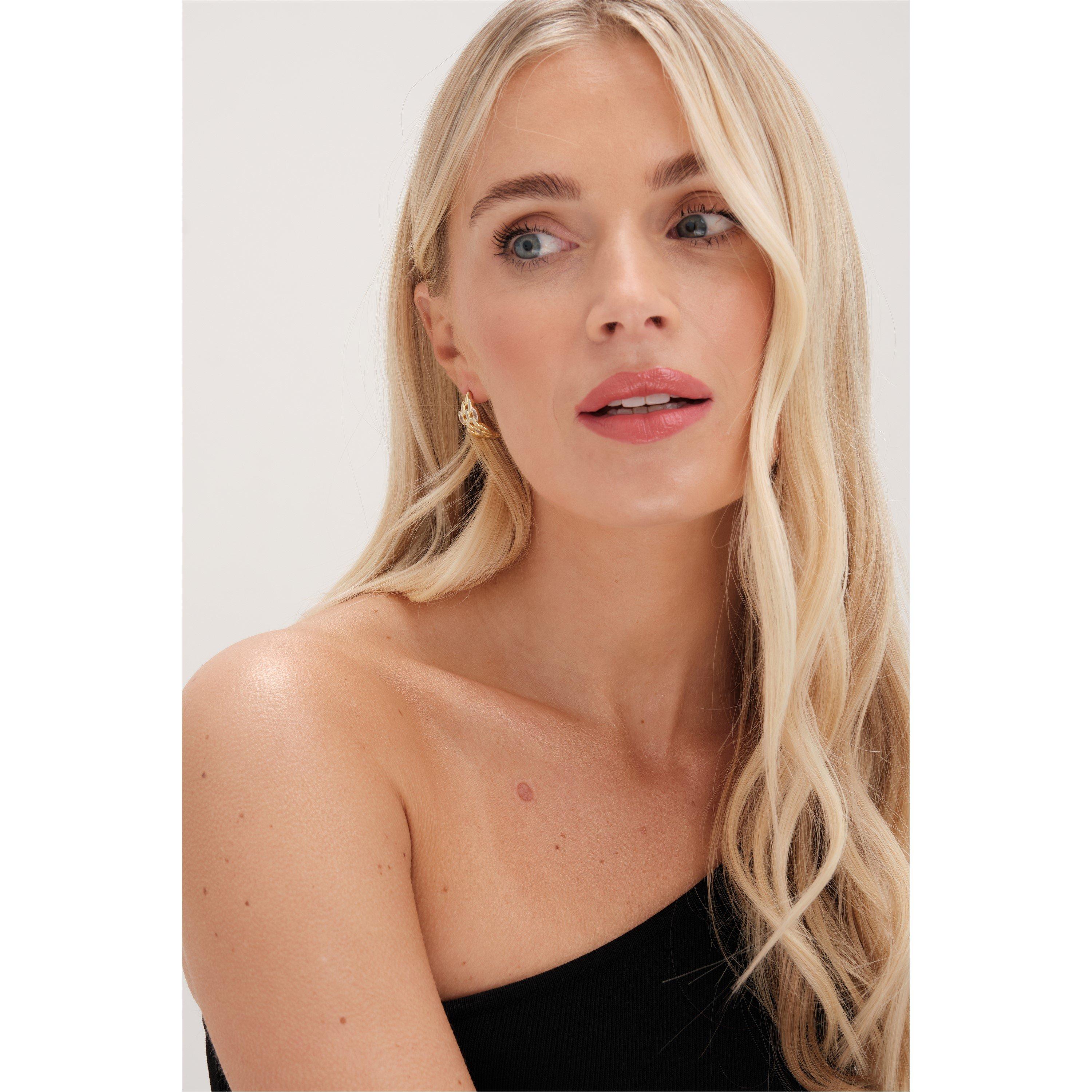 Gold - Jon Richard - Gold Plated CZ And Polished Chain Hoops - 2