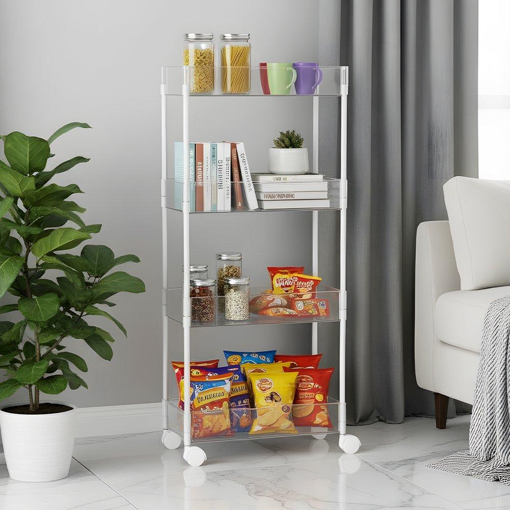 Clear - LIFE IDEAS - 4-Tier Transparent Rolling Storage Cart - 1