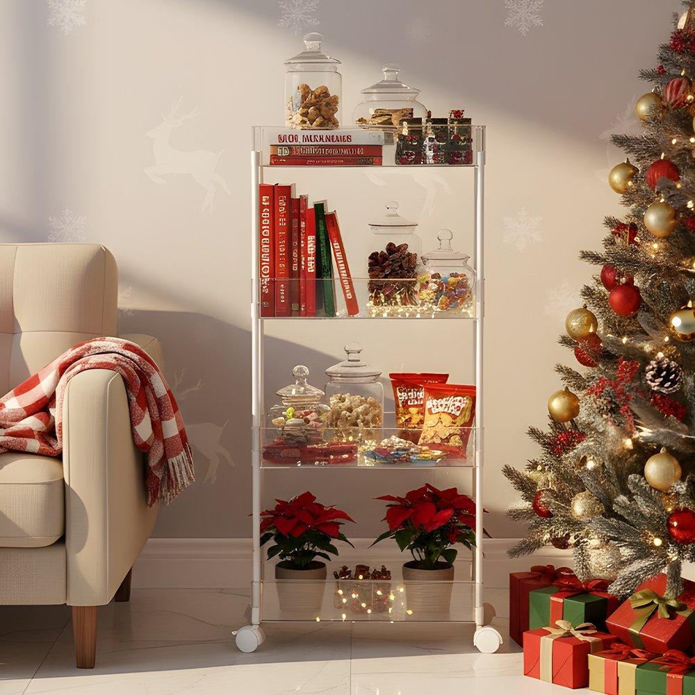 Clear - LIFE IDEAS - 4-Tier Transparent Rolling Storage Cart - 2