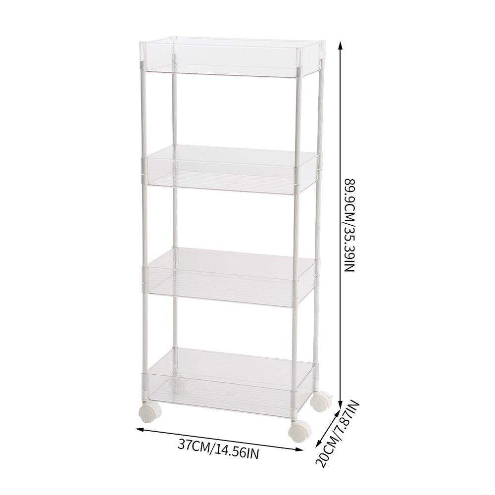 Clear - LIFE IDEAS - 4-Tier Transparent Rolling Storage Cart - 8