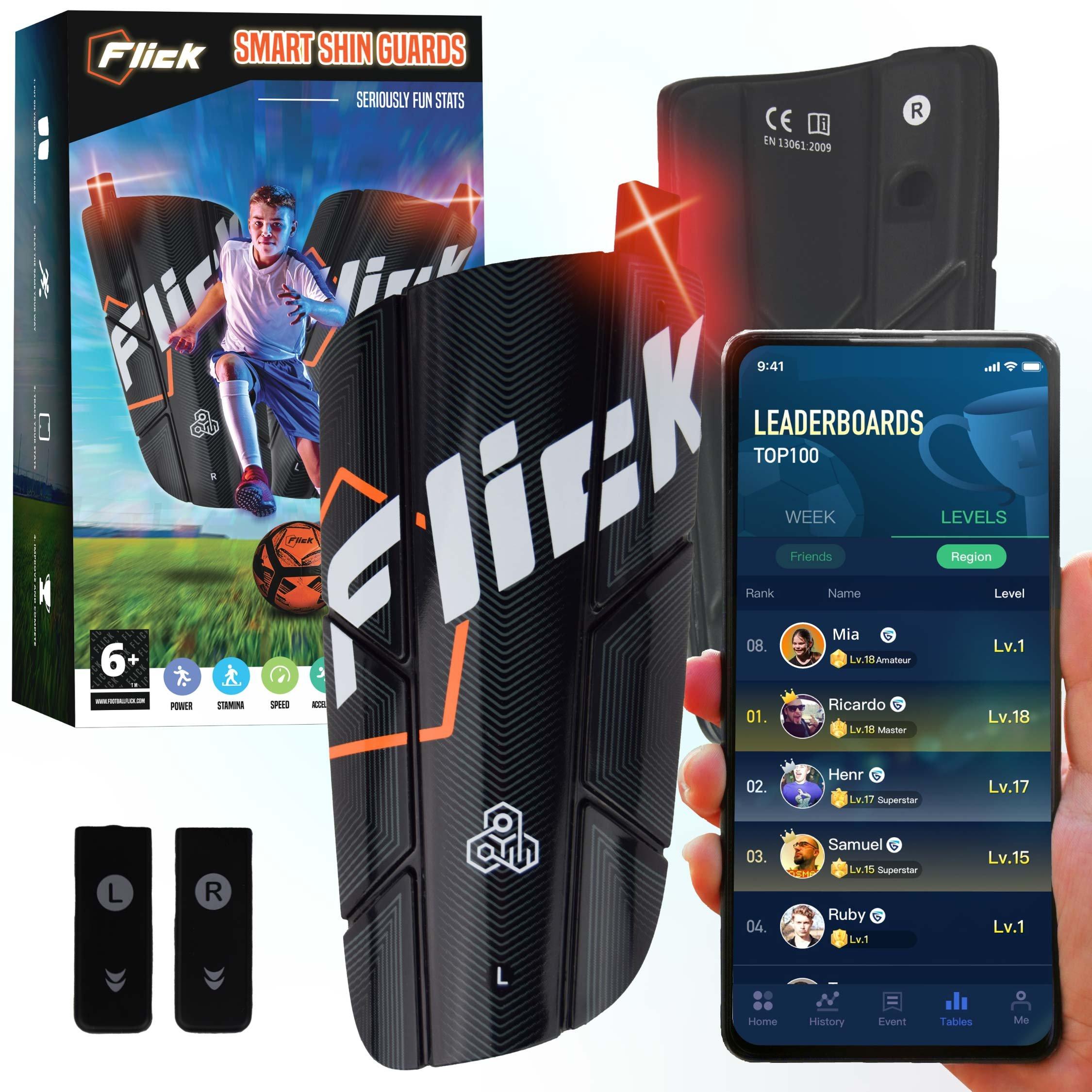 Black - Football Flick - Football Flick Smart Shin Guards - 1