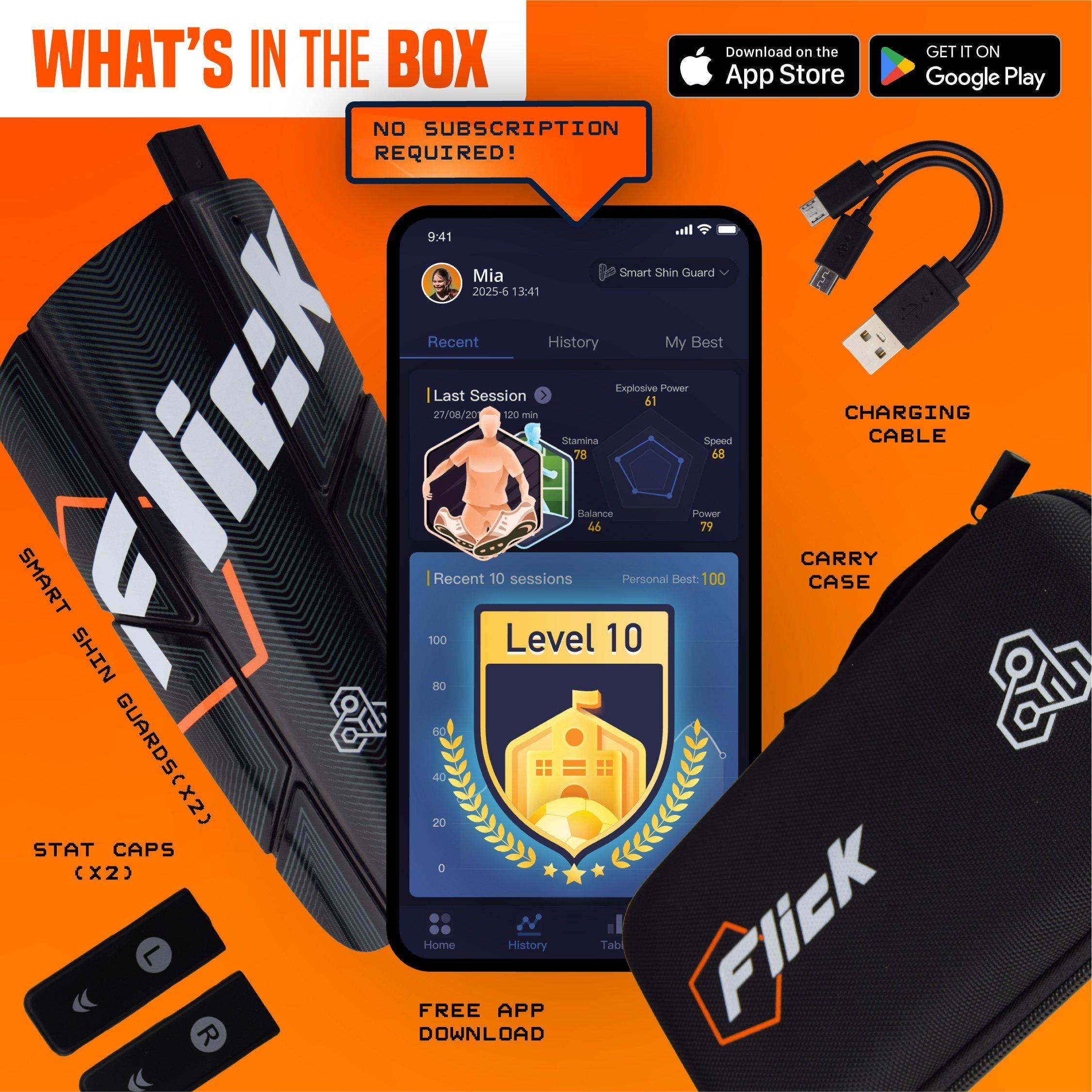 Black - Football Flick - Flick Smart Football Tracker with Shin Guards - 7