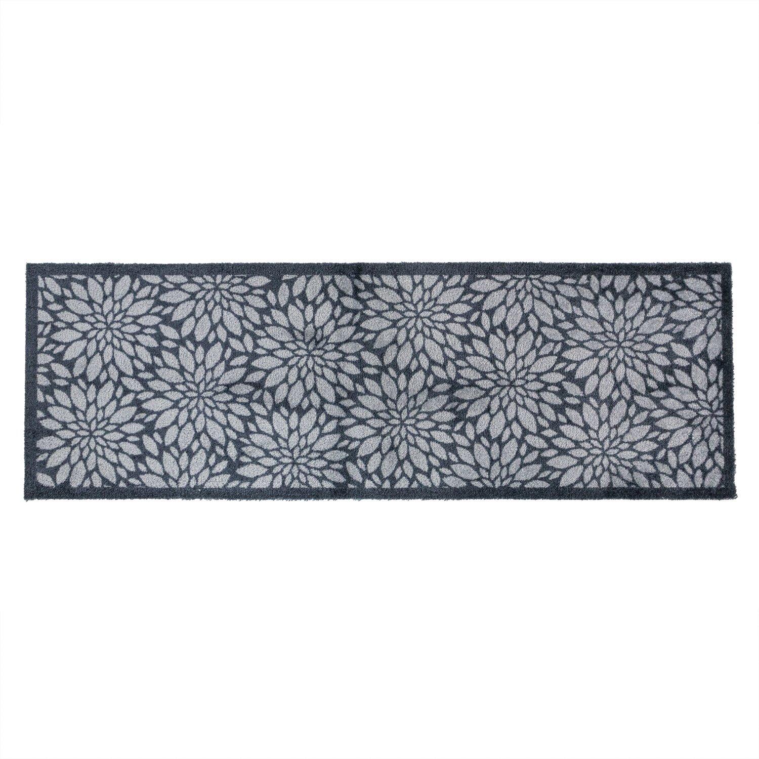 Grey - JVL - Mega Mat Entrance RunnerFlowers 57x150cm - 1