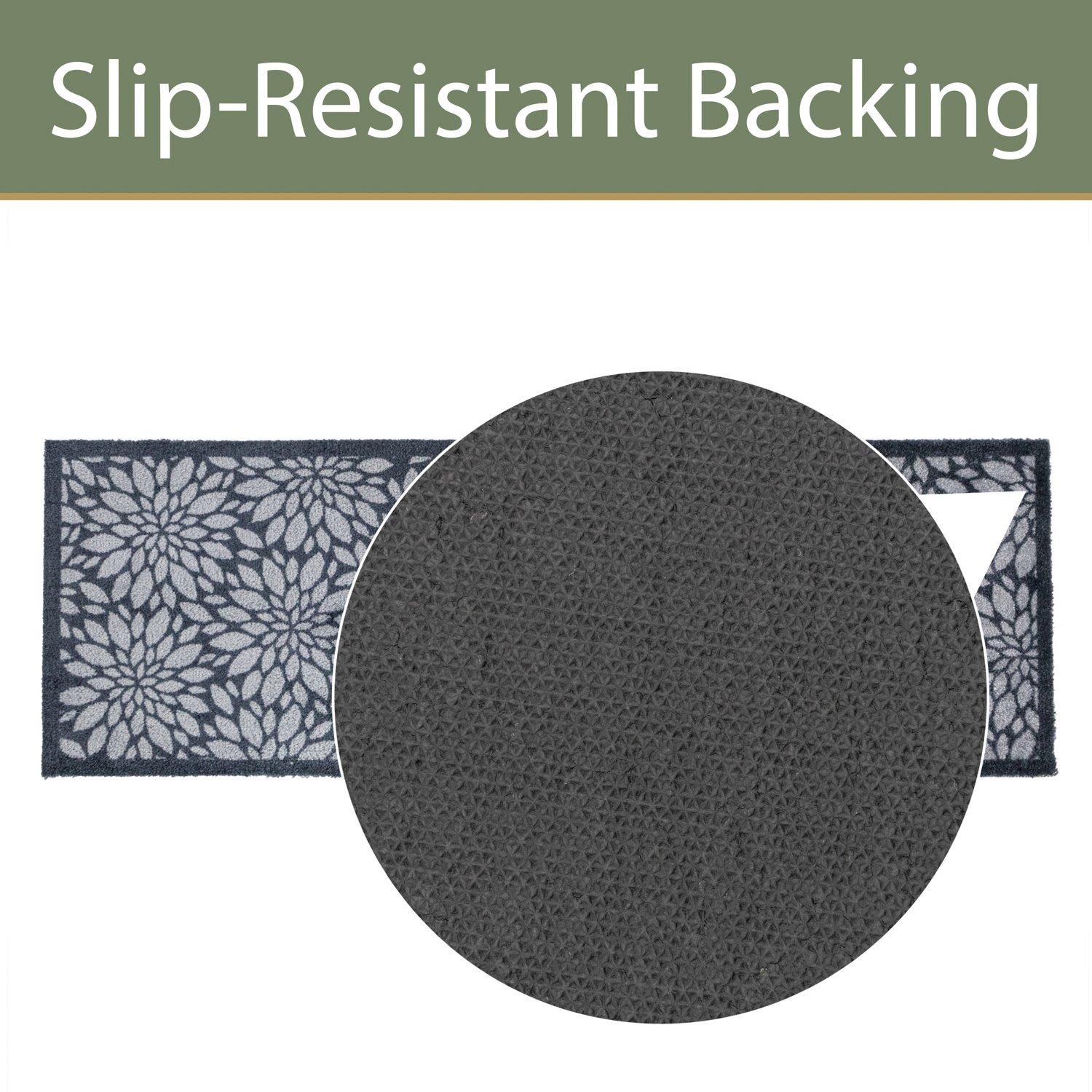 Grey - JVL - Mega Mat Entrance RunnerFlowers 57x150cm - 7