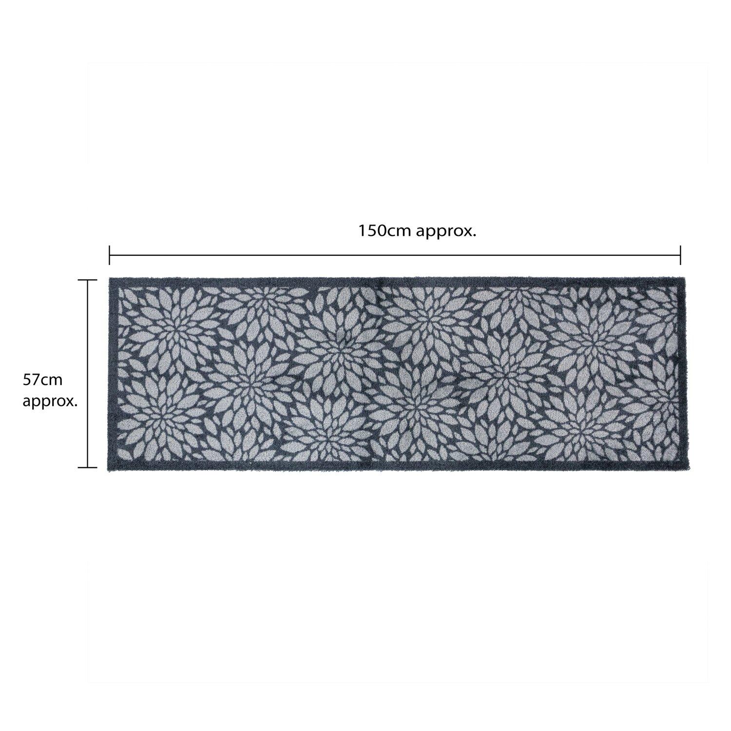 Grey - JVL - Mega Mat Entrance RunnerFlowers 57x150cm - 9