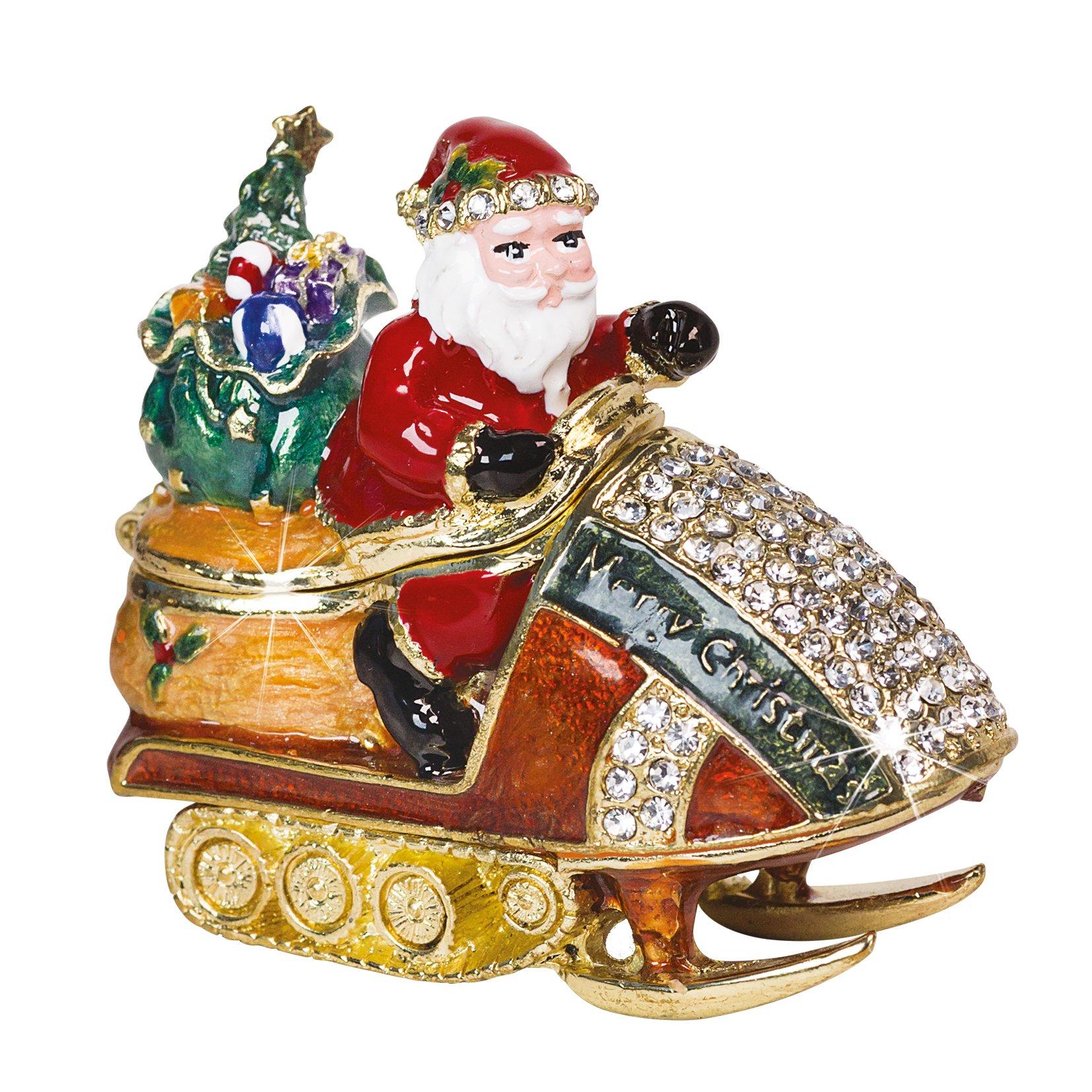 Red - Craycombe Christmas - 6073 - Santa on Snowmobile Trinket Box - 1
