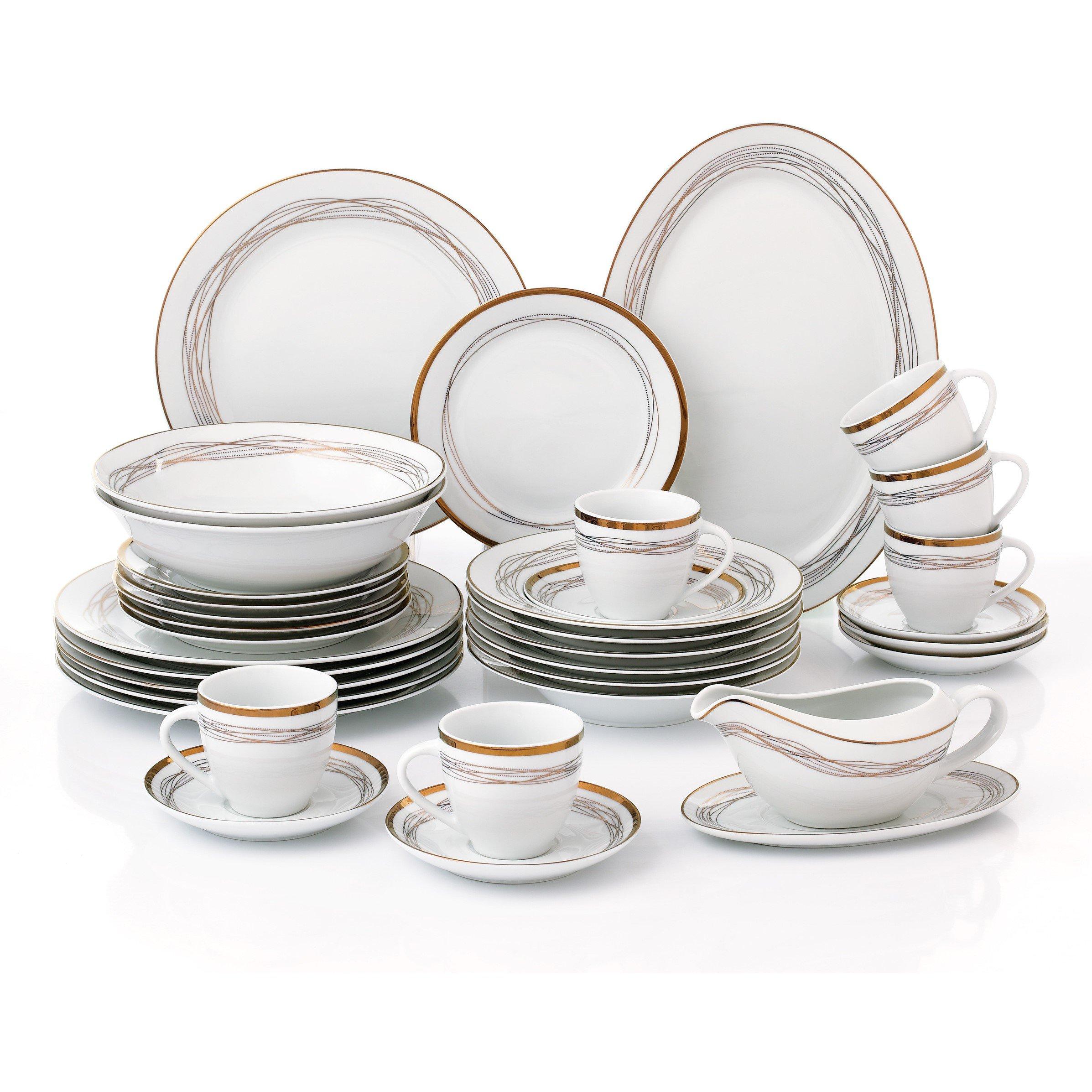 Gold - Waterside - 35PC Gold Swirl Dinner Set - 1