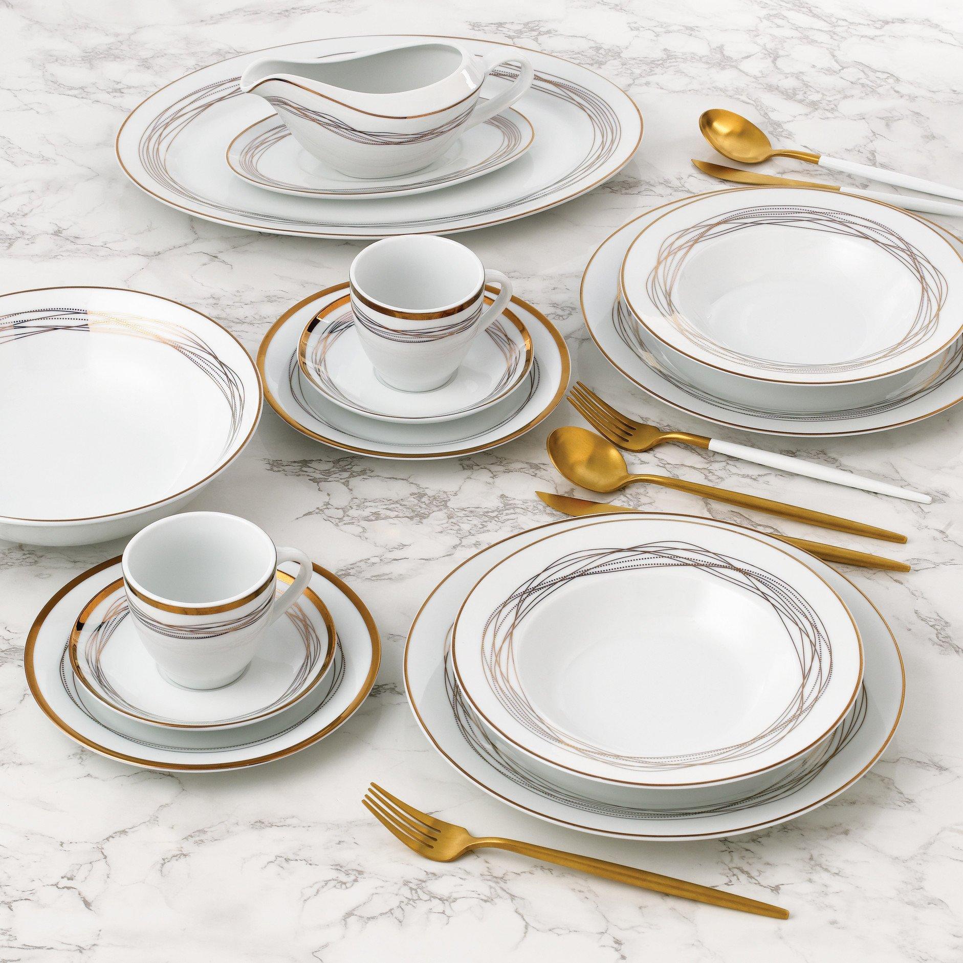 Gold - Waterside - 35PC Gold Swirl Dinner Set - 2