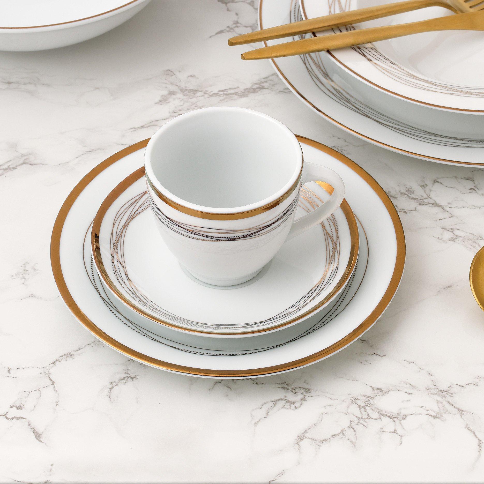 Gold - Waterside - 35PC Gold Swirl Dinner Set - 3