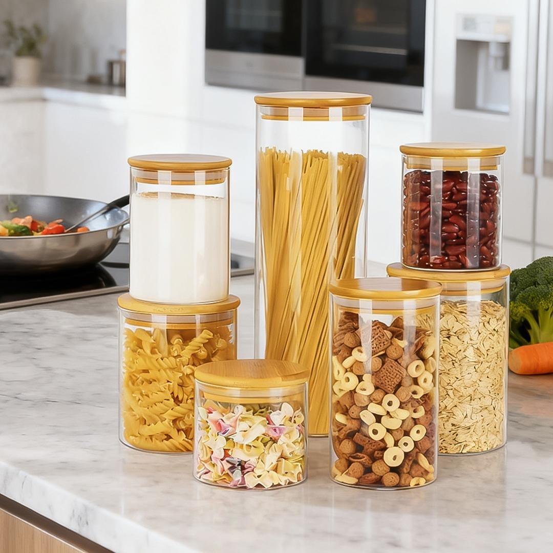 Glass Jars Storage Containers with Bamboo Lids