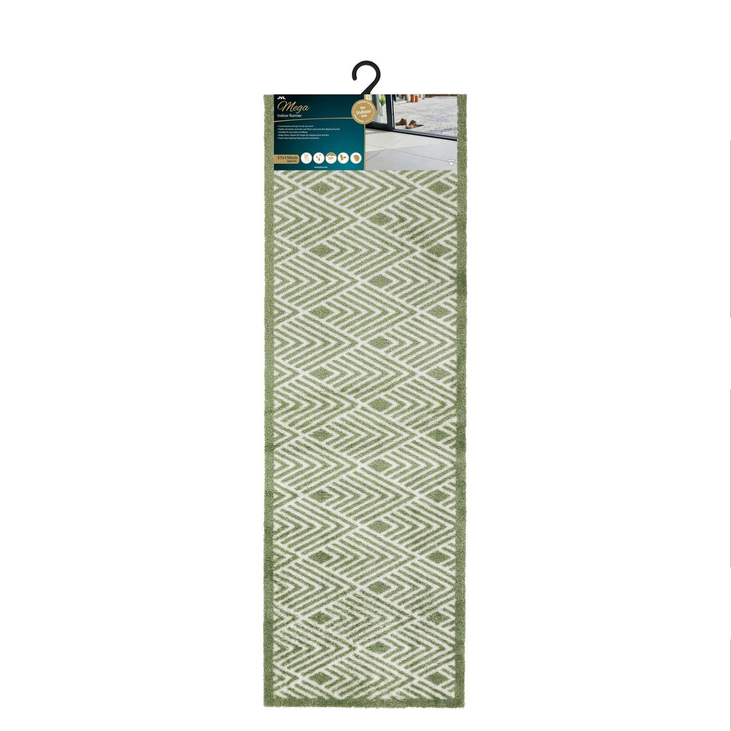 Green - JVL - Mega Mat Entrance Runner Geo 57x150cm - 10
