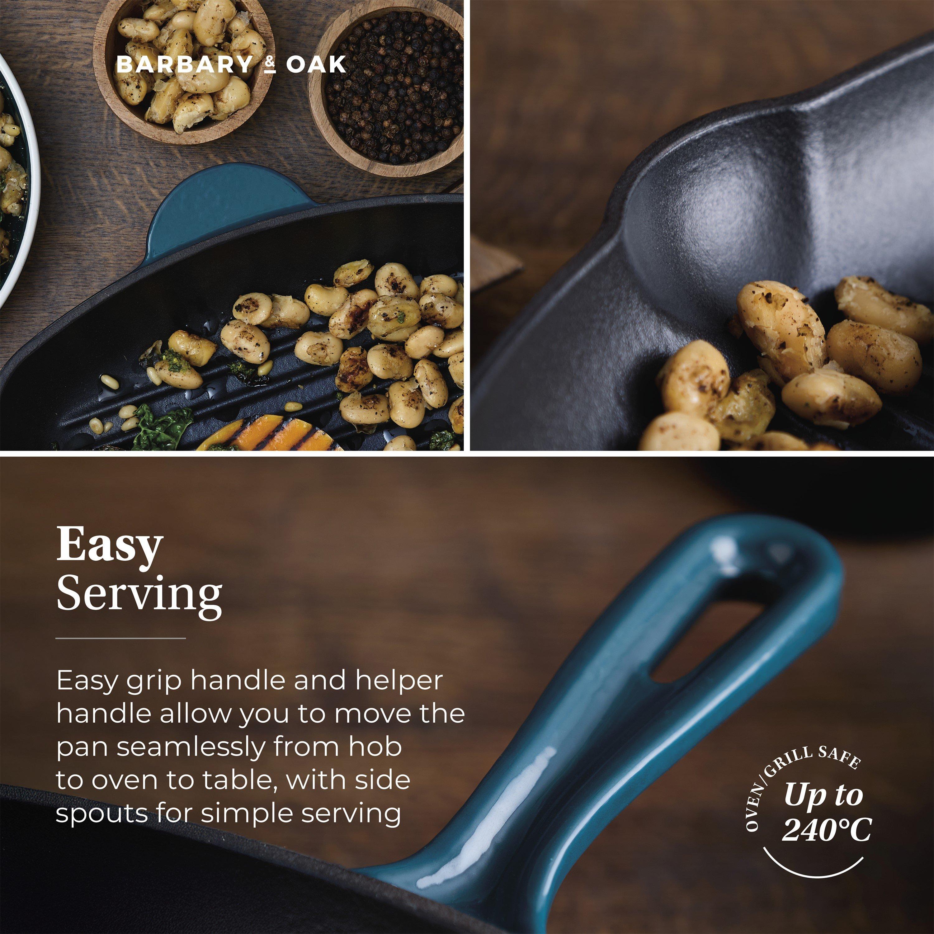 Teal - Barbary And Oak - Nattura 28cm Cast Iron Grill Pan Agave - 4