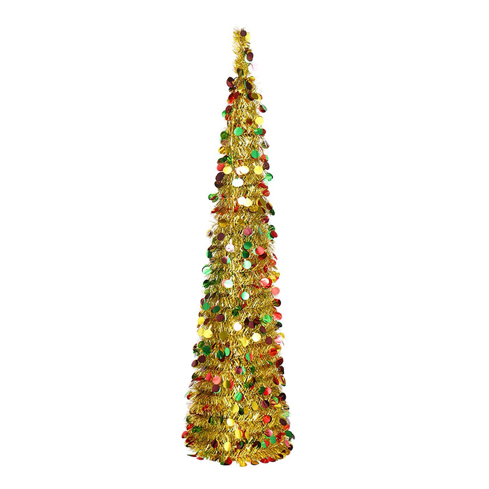 Gold - LIFE IDEAS - 150cm Collapsible Tinsel Christmas Tree - 2