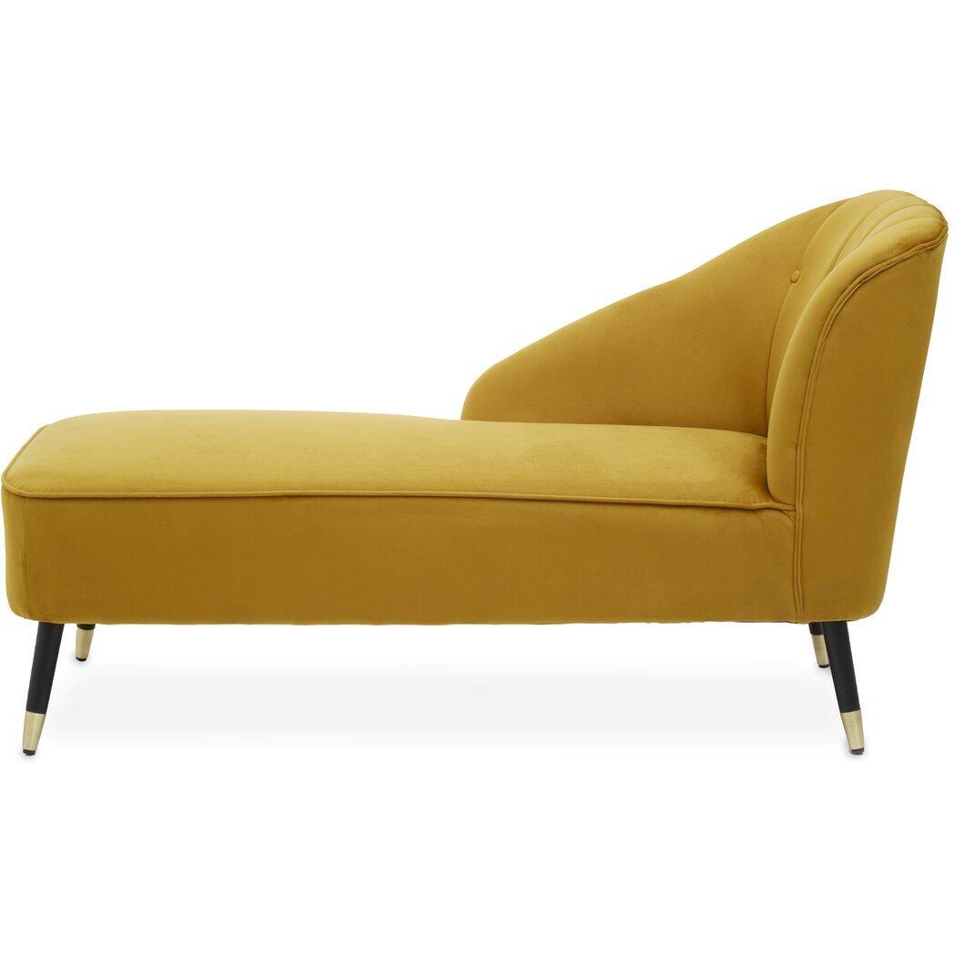 Interiors By Premier  Yvette Mustard Velvet Right Hand Chaise Loungue - Yellow