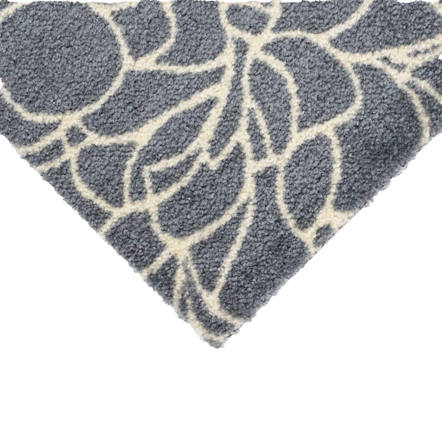 Grey - JVL - Mega Mat Entrance Doormat Floral 50x75cm - 2