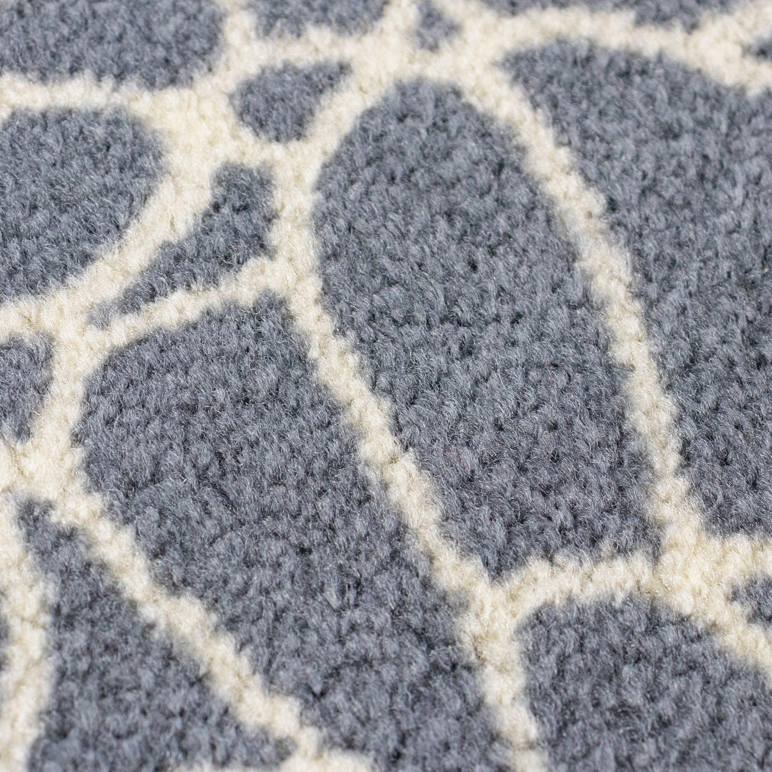 Grey - JVL - Mega Mat Entrance Doormat Floral 50x75cm - 3