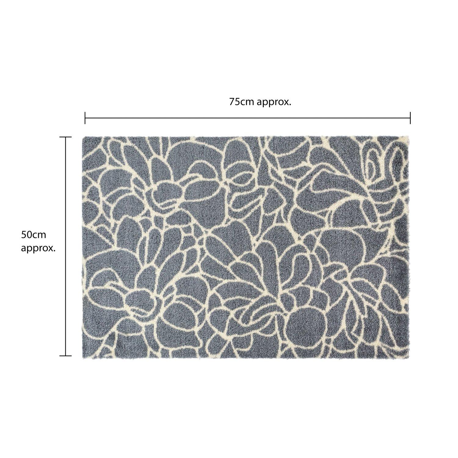 Grey - JVL - Mega Mat Entrance Doormat Floral 50x75cm - 10