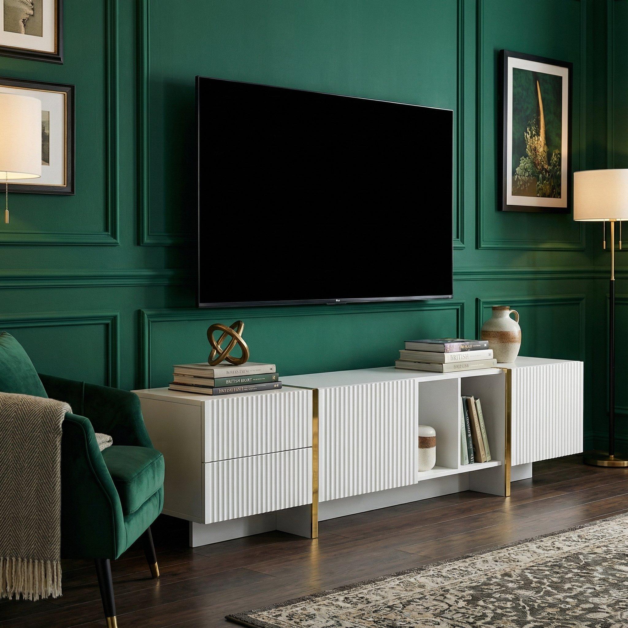 Urban Meuble  Modern Tv Stand Sleek Style - White