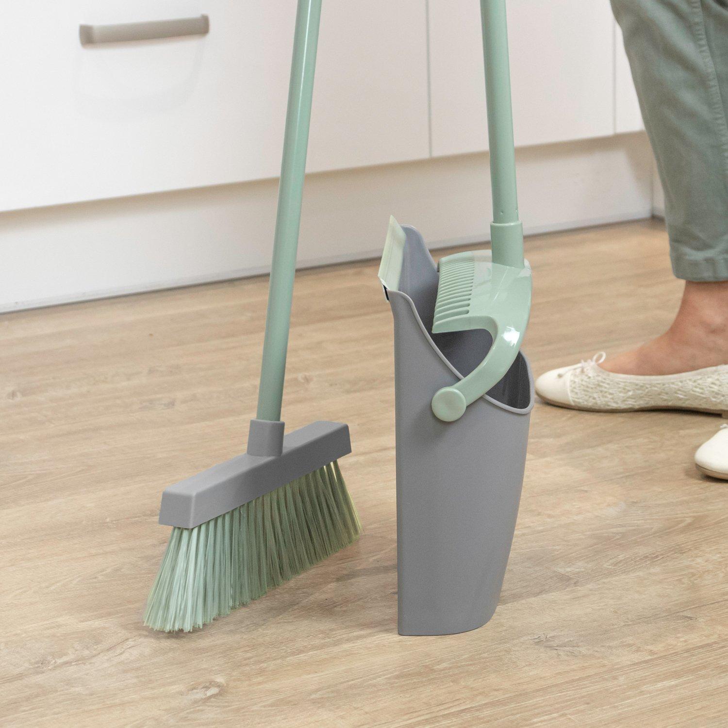 Grey - JVL - JVL Long Handle Lobby Dustpan and Brush Set - Grey - 13