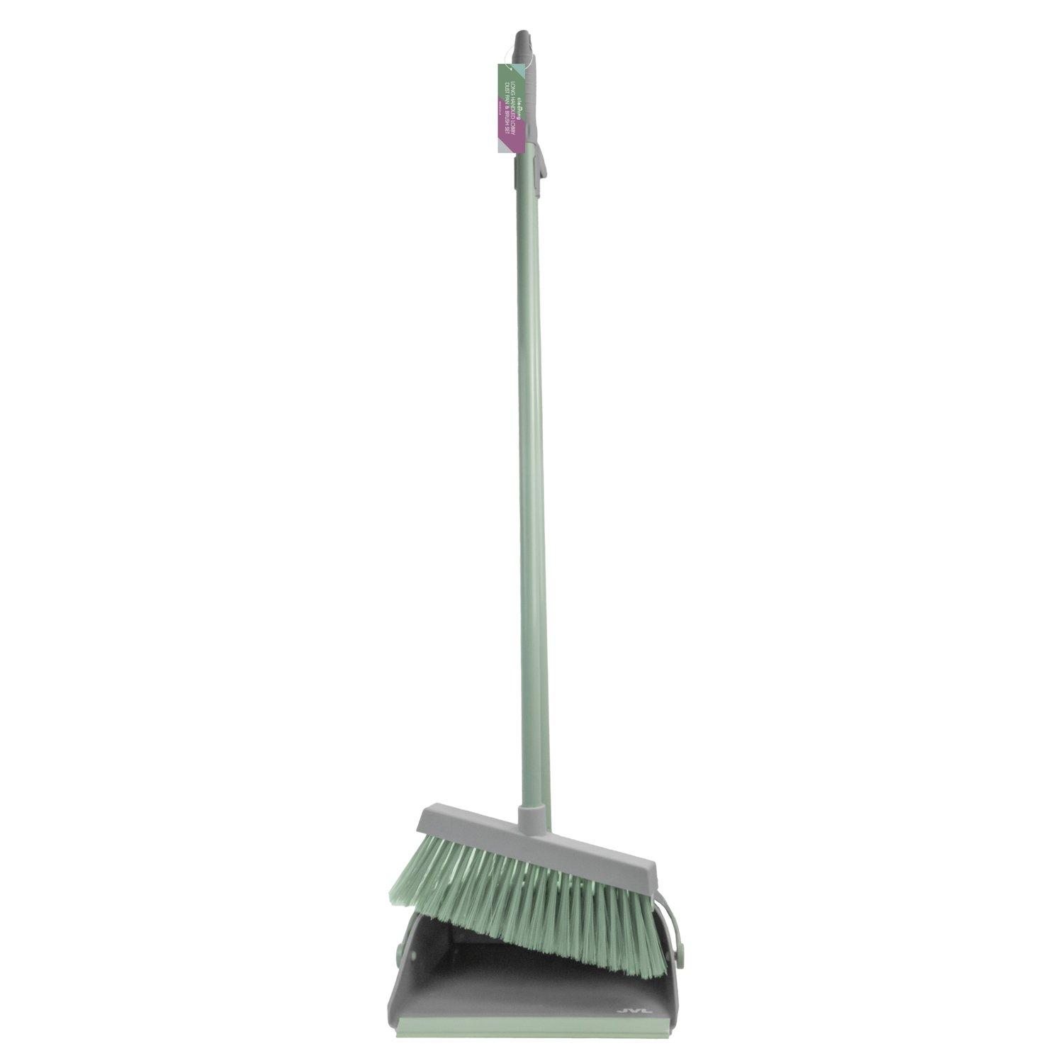 Grey - JVL - JVL Long Handle Lobby Dustpan and Brush Set - Grey - 7