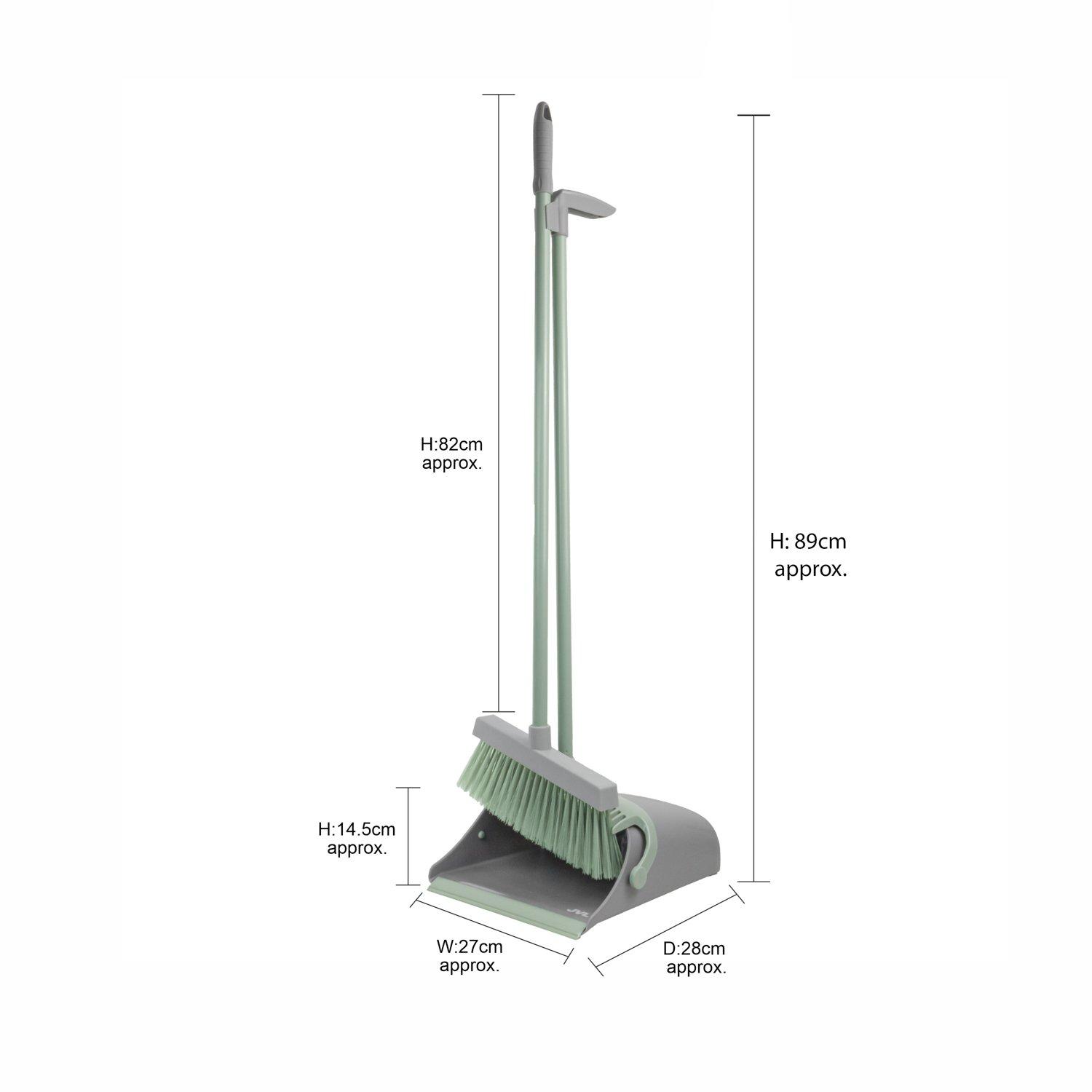 Grey - JVL - JVL Long Handle Lobby Dustpan and Brush Set - Grey - 8