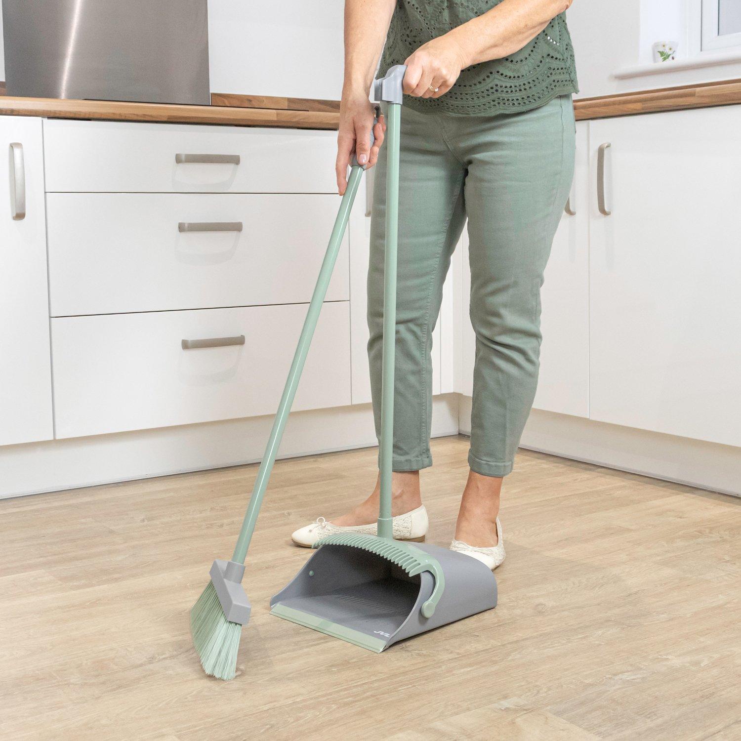 Grey - JVL - JVL Long Handle Lobby Dustpan and Brush Set - Grey - 10