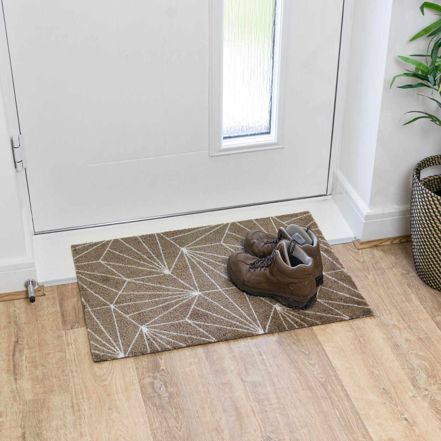 Brown - JVL - Mega Mat Entrance Doormat Geo 50x75cm - 9