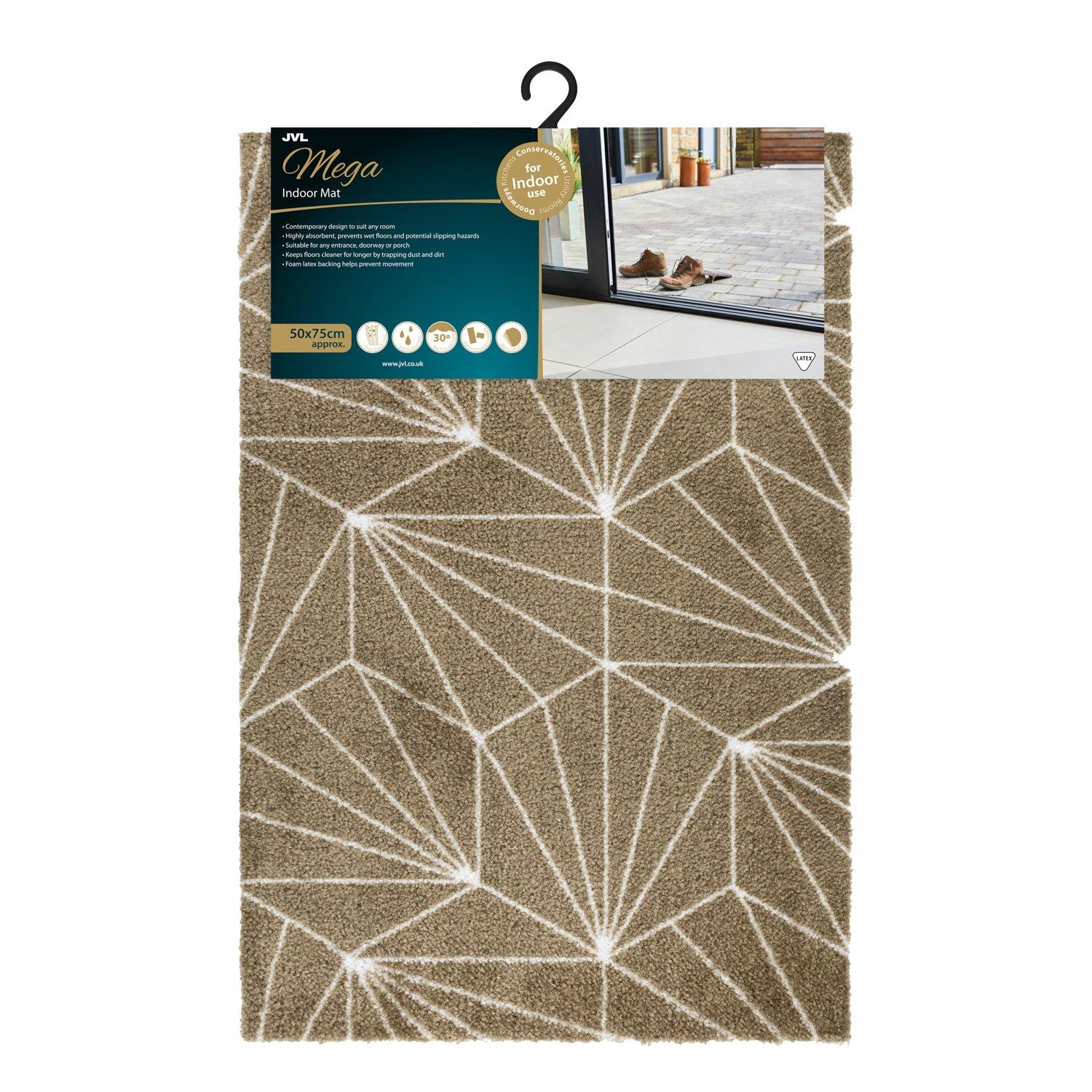 Brown - JVL - Mega Mat Entrance Doormat Geo 50x75cm - 10