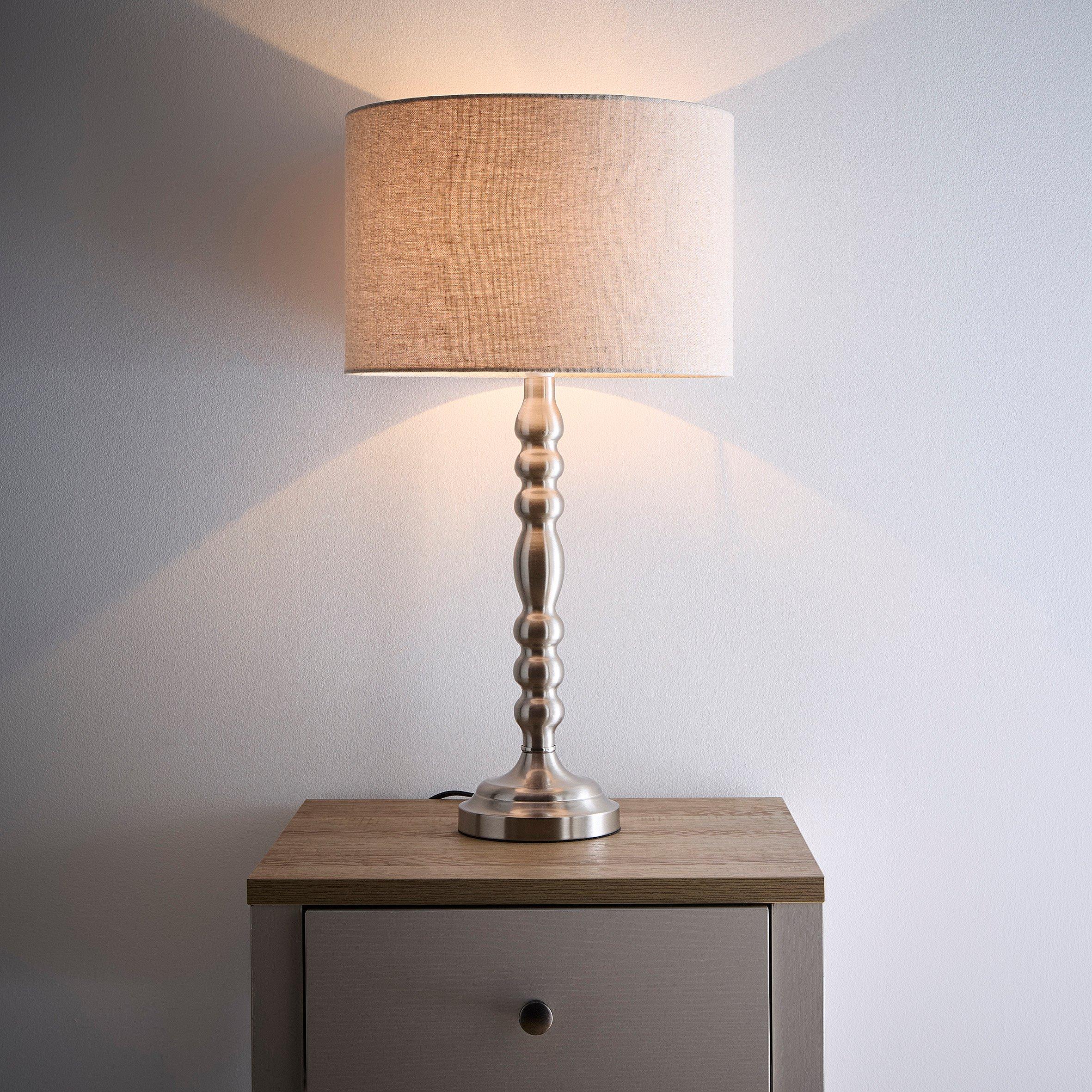 Satin Nickel - K Living - Rosa Satin Nickel Table Lamp with Linen Shade - 2