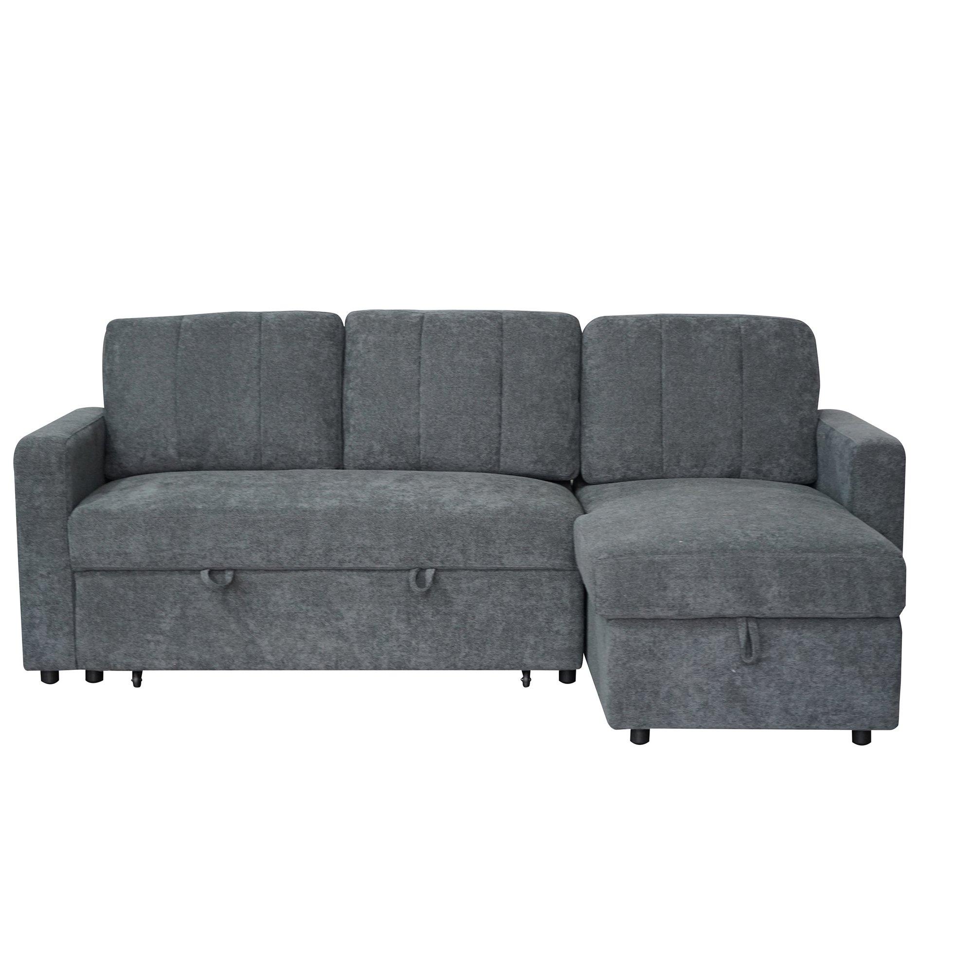 Charcoal - Aspire - Nexis Corner Sofa Bed with Storage, Chaise on the - 3