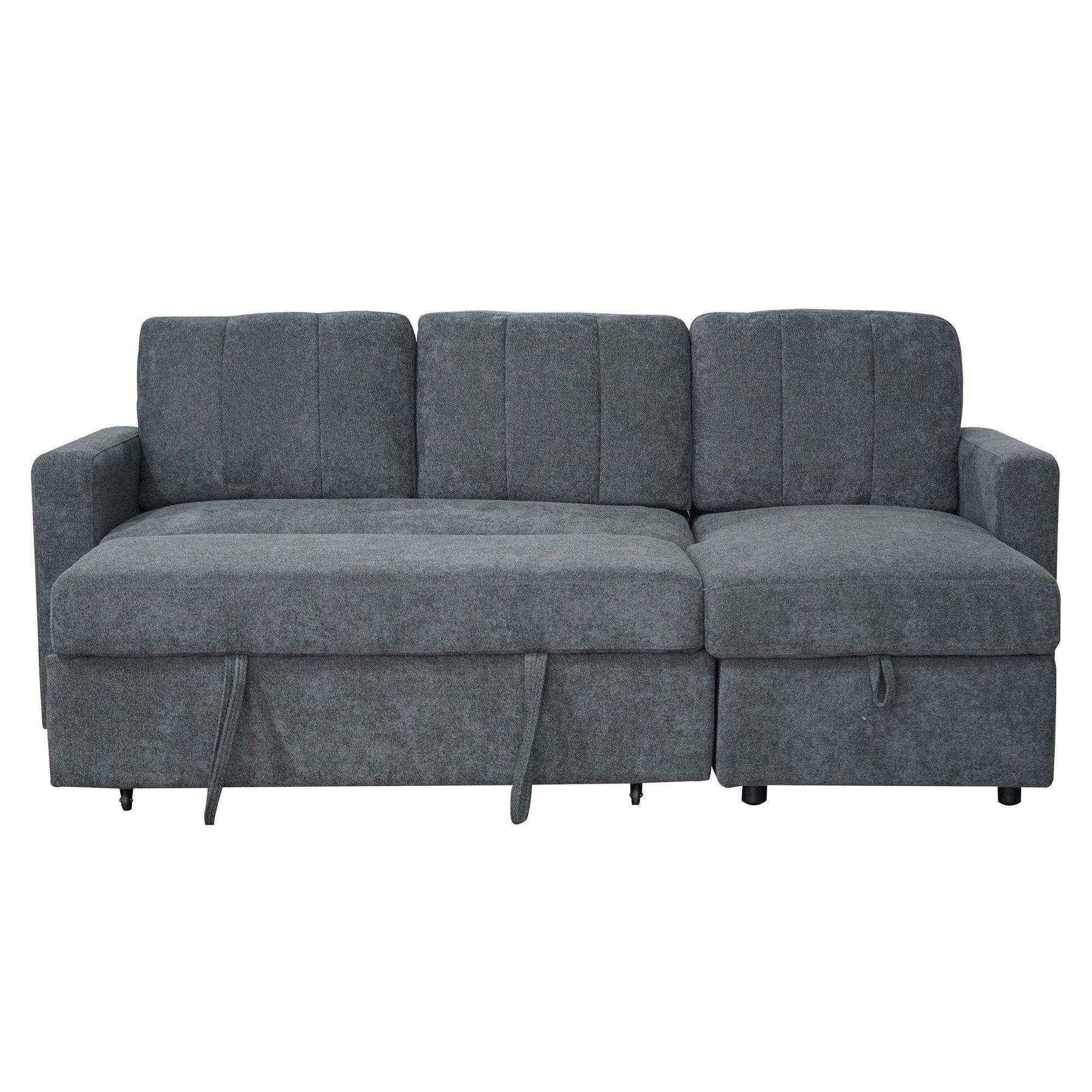 Charcoal - Aspire - Nexis Corner Sofa Bed with Storage, Chaise on the - 4