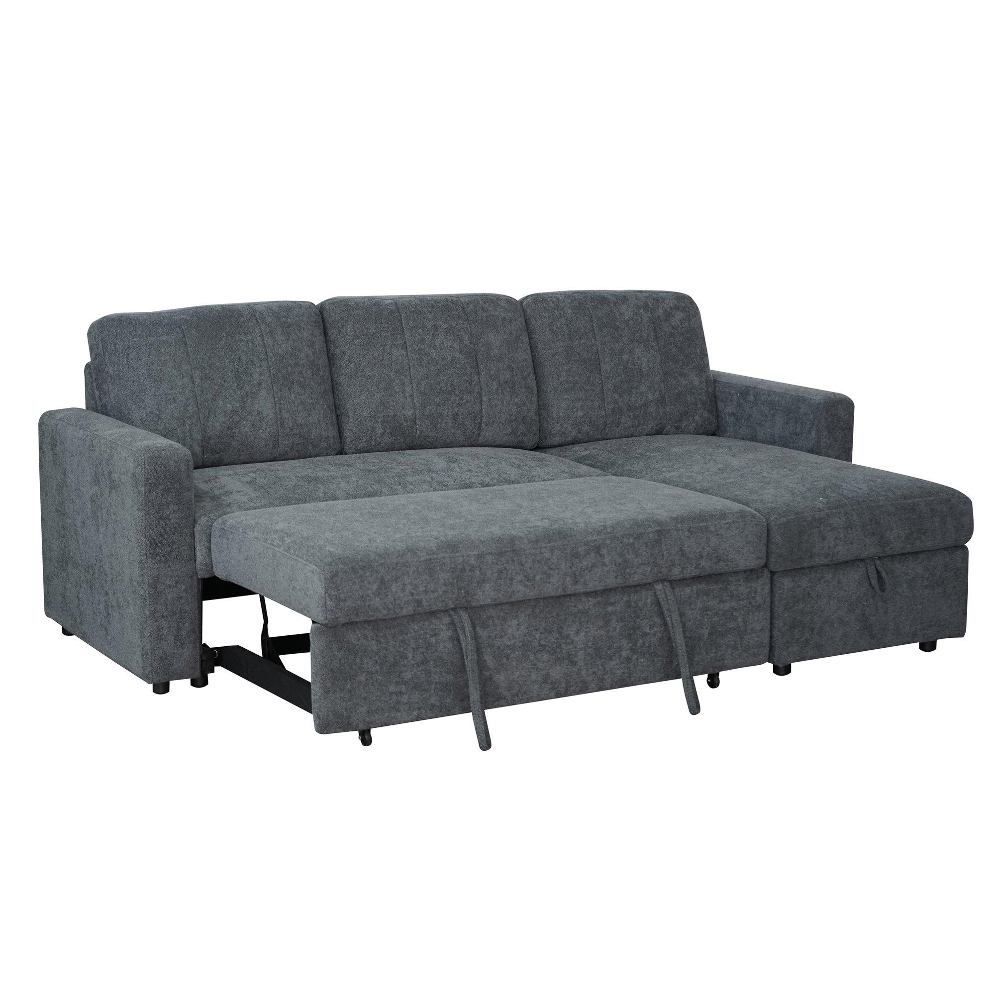 Charcoal - Aspire - Nexis Corner Sofa Bed with Storage, Chaise on the - 5