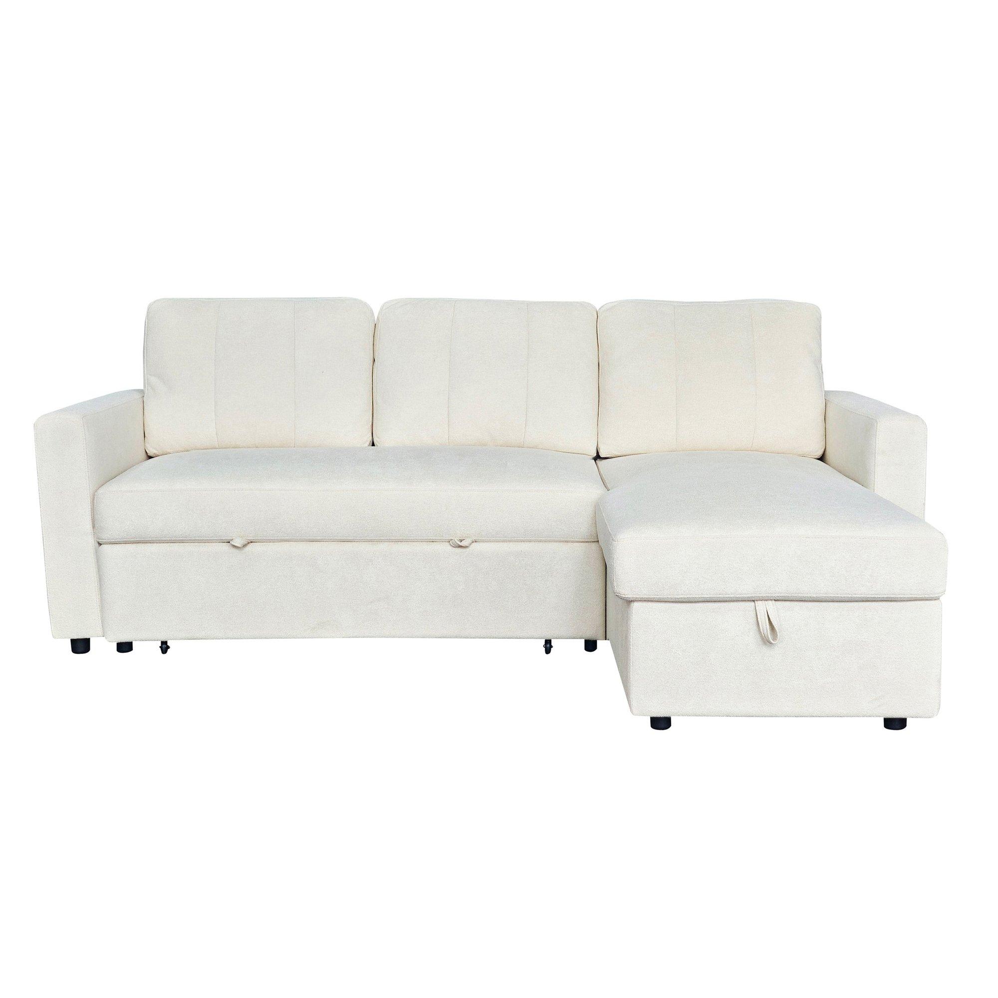 Natural - Aspire - Nexis Corner Sofa Bed with Storage, Chaise on the - 2