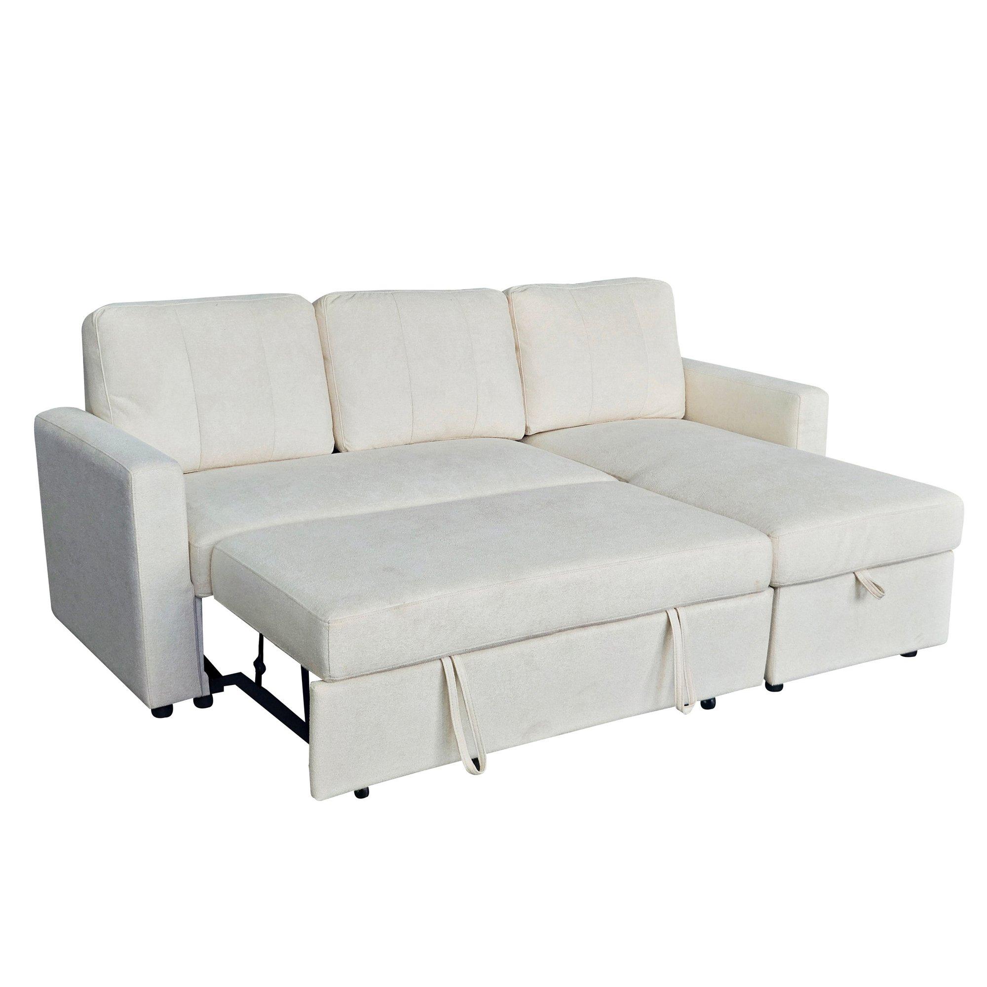 Natural - Aspire - Nexis Corner Sofa Bed with Storage, Chaise on the - 3