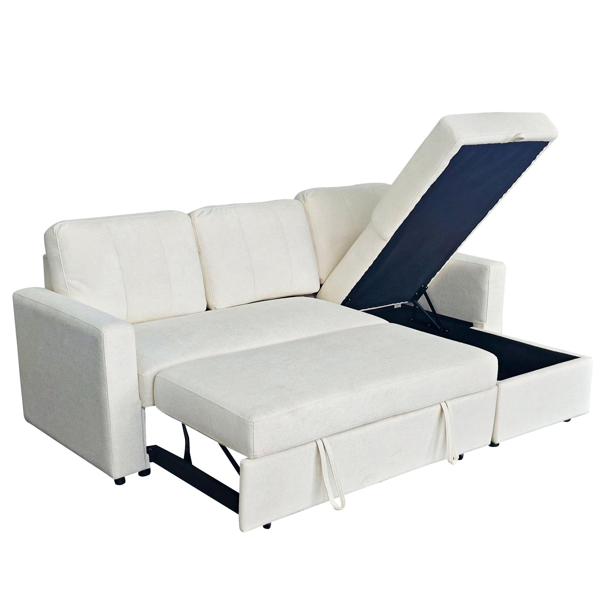Natural - Aspire - Nexis Corner Sofa Bed with Storage, Chaise on the - 4