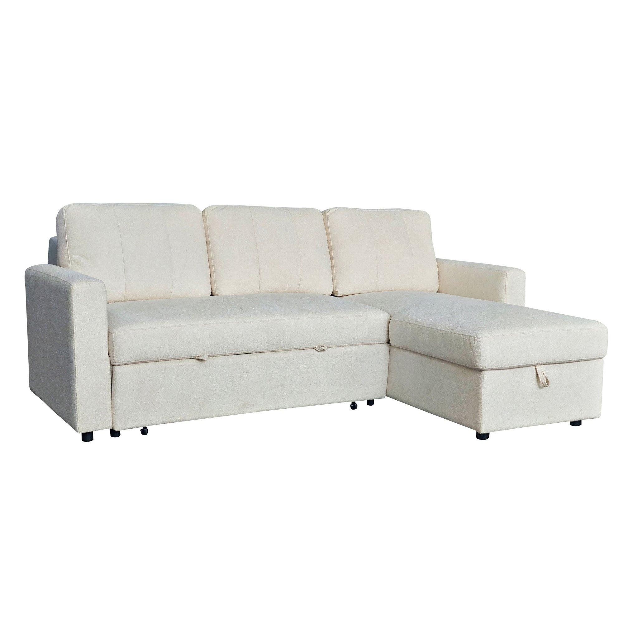 Natural - Aspire - Nexis Corner Sofa Bed with Storage, Chaise on the - 7