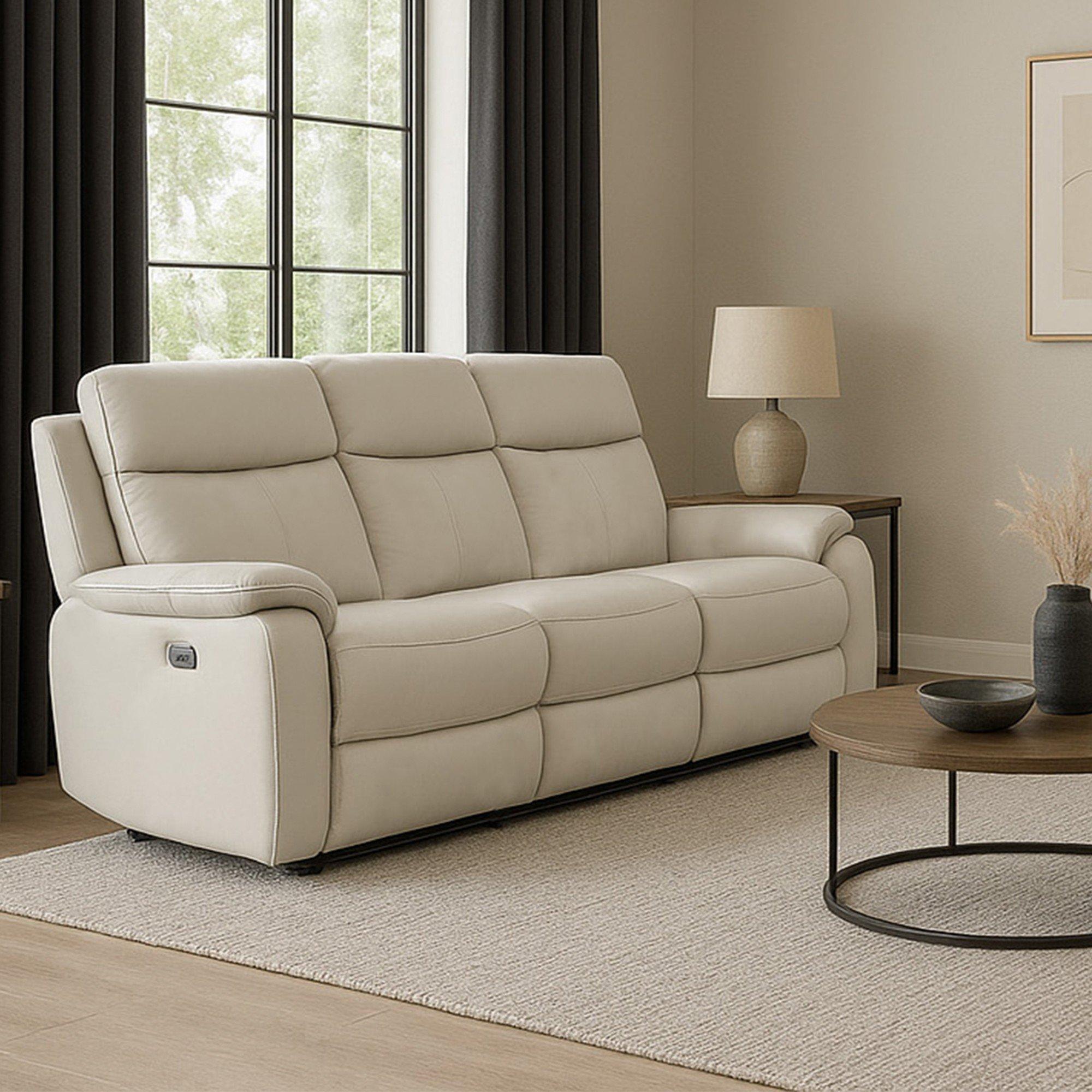 Aspire  Kingsmere 3 Seater Power Recliner Sofa - Light Grey - 3 Seater