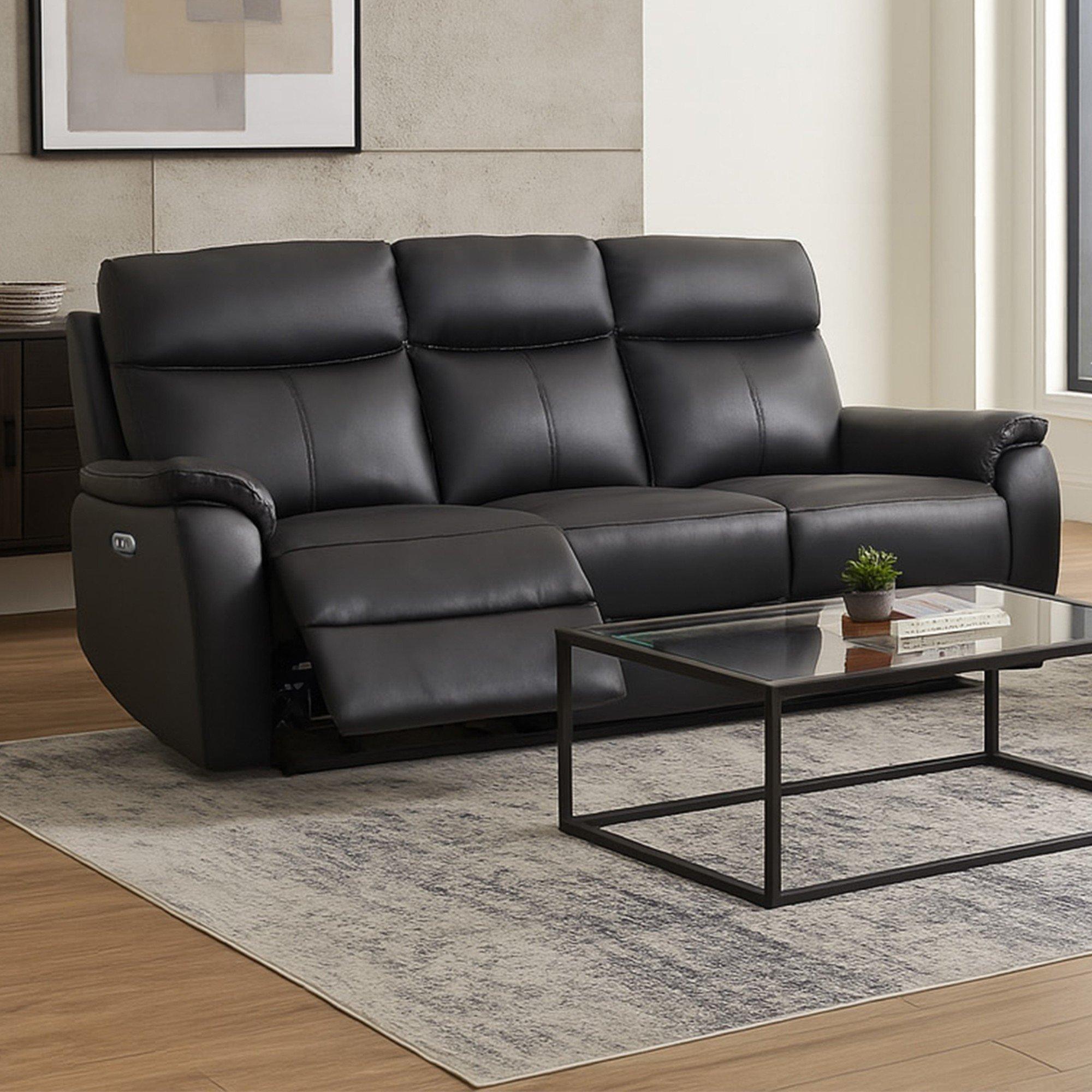 Black - Aspire - Kingsmere 3 Seater Power Recliner Sofa - 1