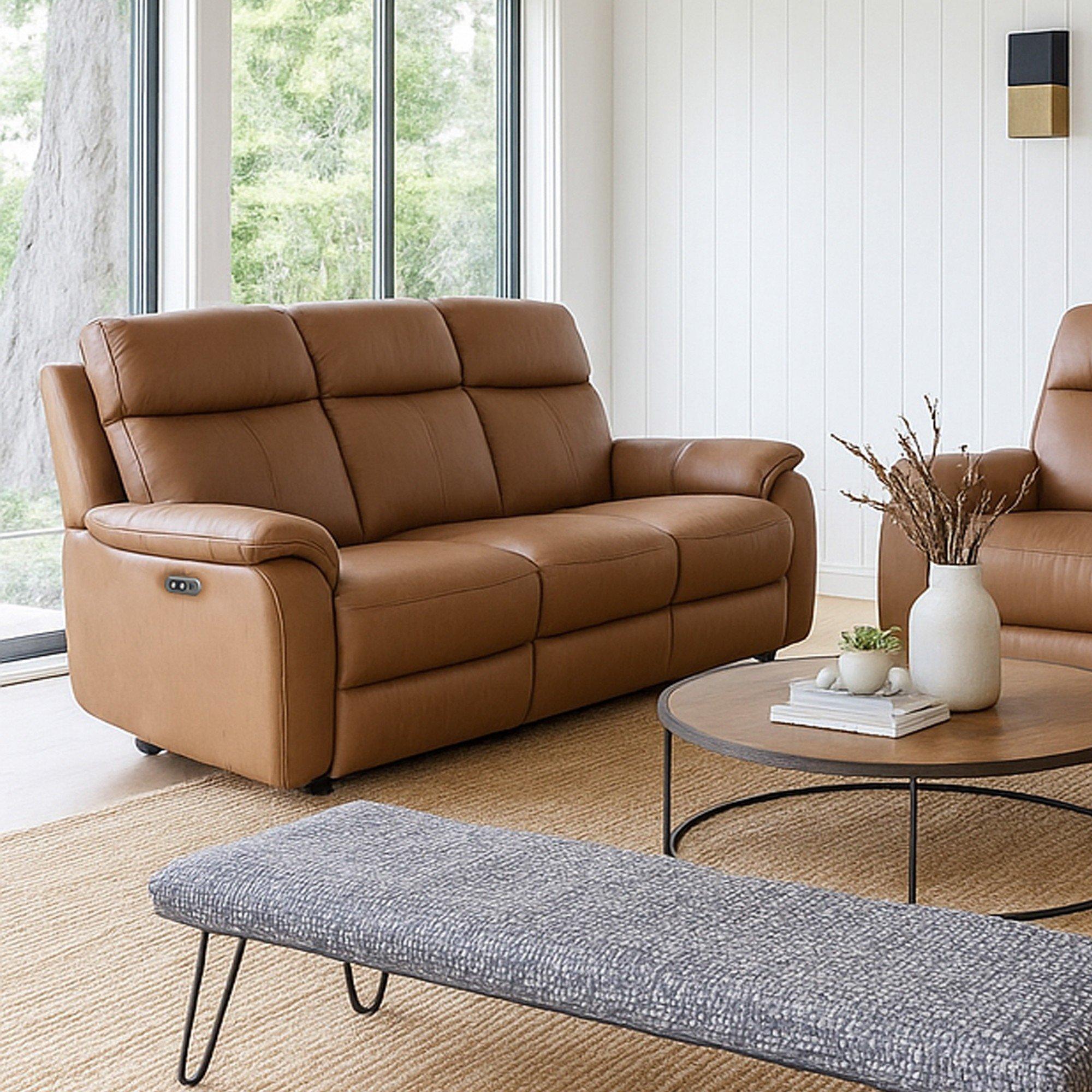 Aspire  Kingsmere 3 Seater Power Recliner Sofa - Tan - 3 Seater