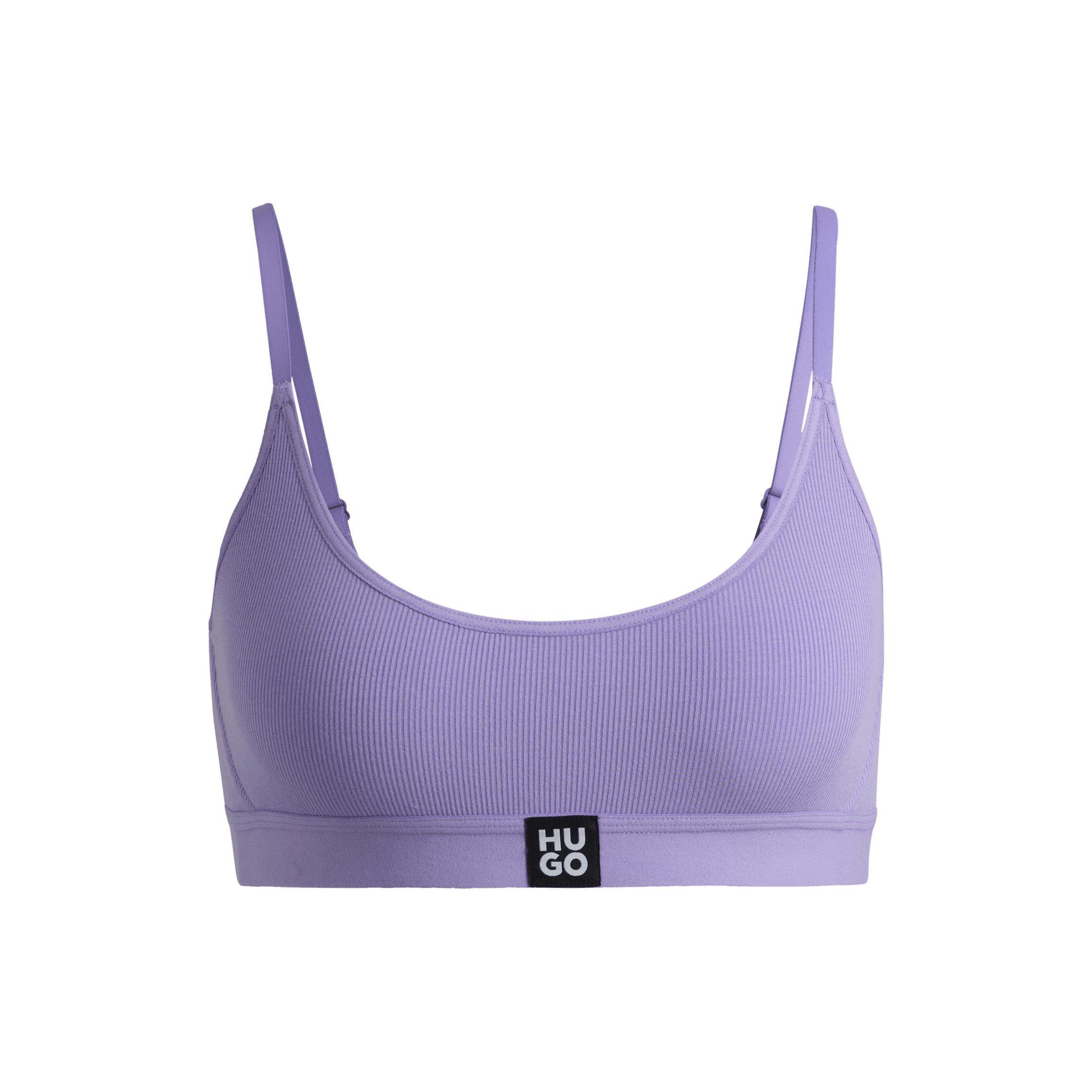 Purple - Hugo - Stretch-Modal Bralette with Logo Band - 1