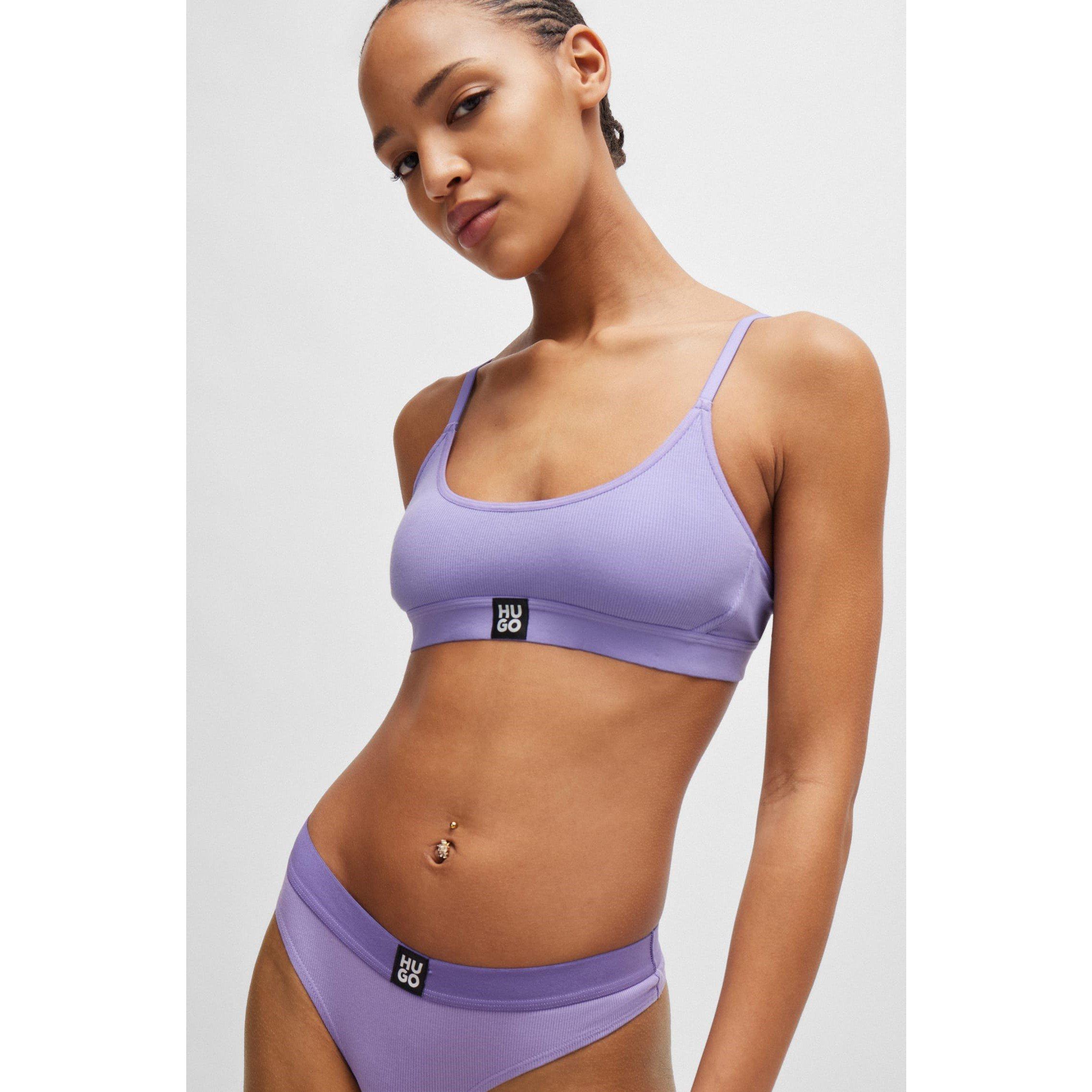 Purple - Hugo - Stretch-Modal Bralette with Logo Band - 2